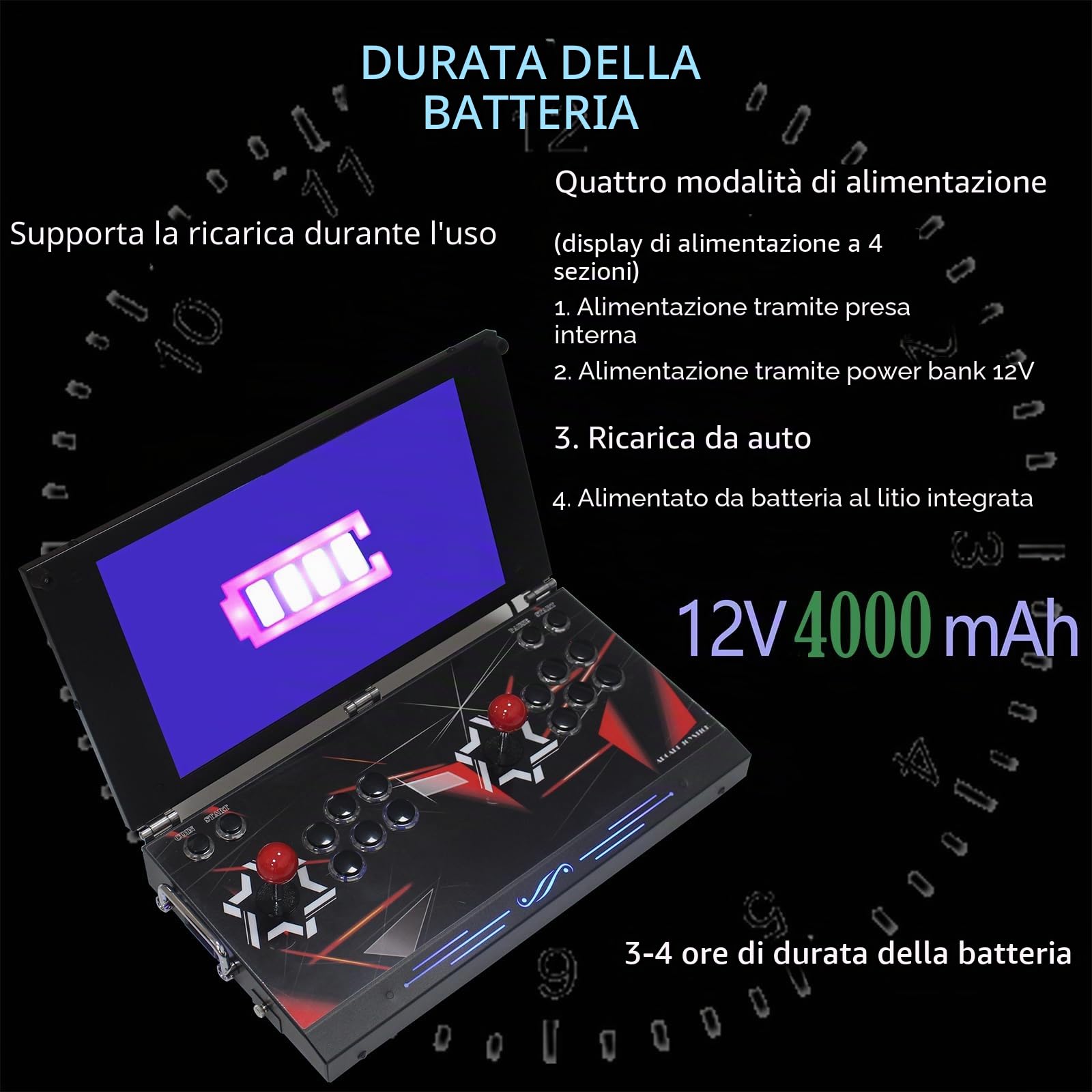Console di gioco arcade portatile 26800 in 1 con schermo HD da 17,5 pollici, doppio lettore Pandoras Box DX, macchina per videogiochi retrò, cerca/nascondere/salvare/caricare/mettere in pausa giochi