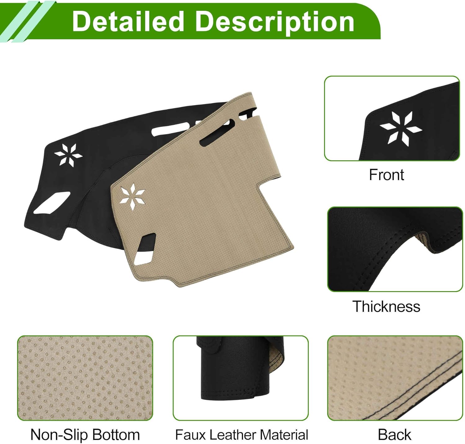 Dashboard Cover for Mitsubishi Eclipse Cross with Hud Dash Cover Mat Carpet Center Console Dash Cover Mat Car Interior Anti-Slip Faux Leather Black