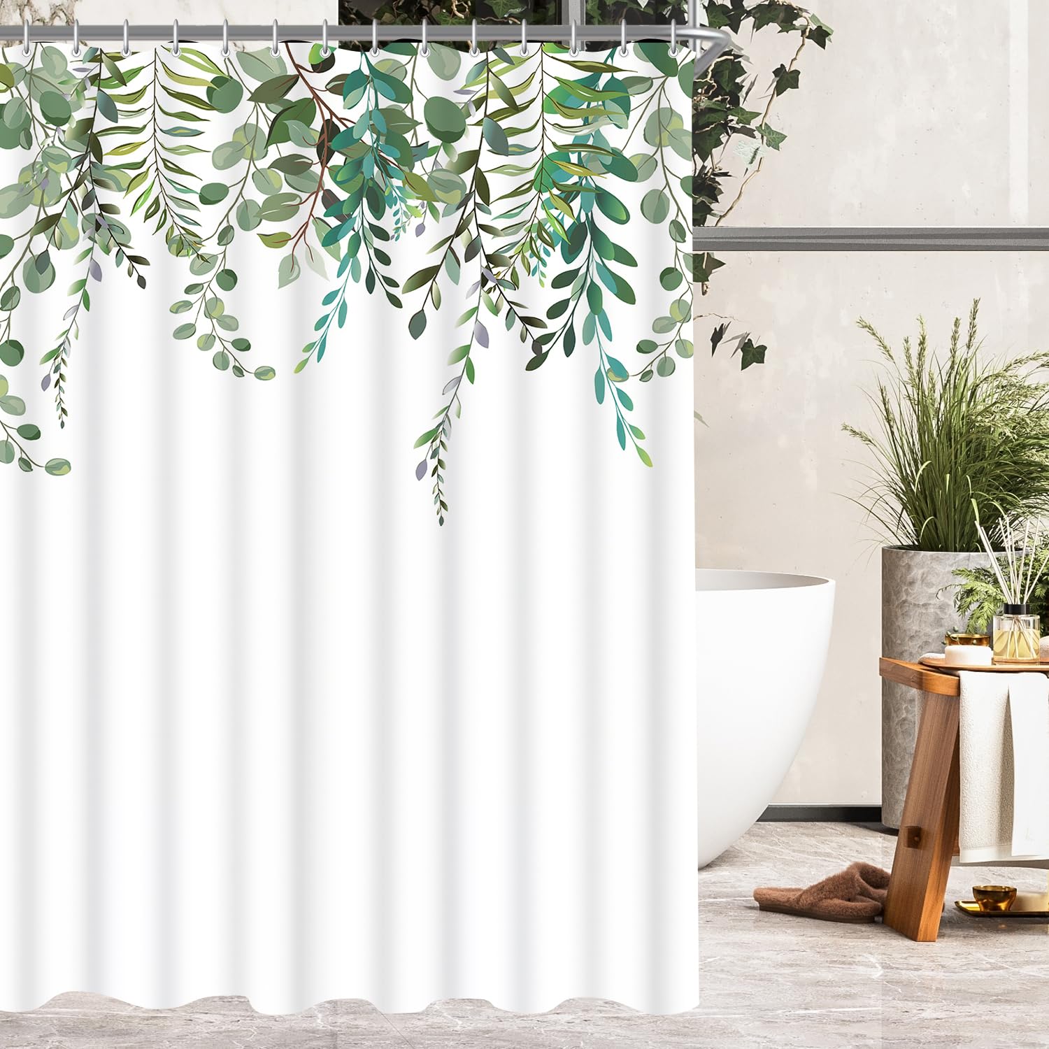 Tenda Da Doccia Antimuffa WOLTU 180x200cm Grigio - Idrorepellente, Poliestere, Con Ganci E Occhielli - Foto 7