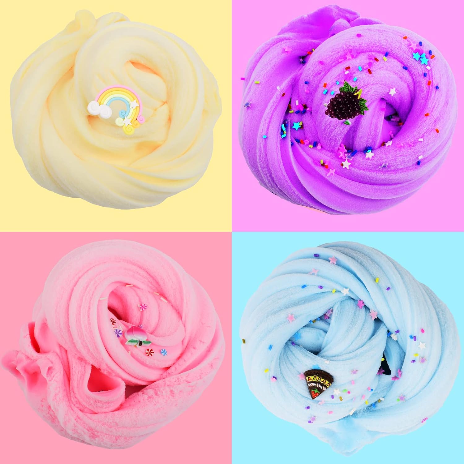 4 Pack Cloud Slime Kit,Scented DIY Mini Slime Supplies for Kids, Stress Relief Toy for Kids Education, Party Favor, Best Birthday Gift