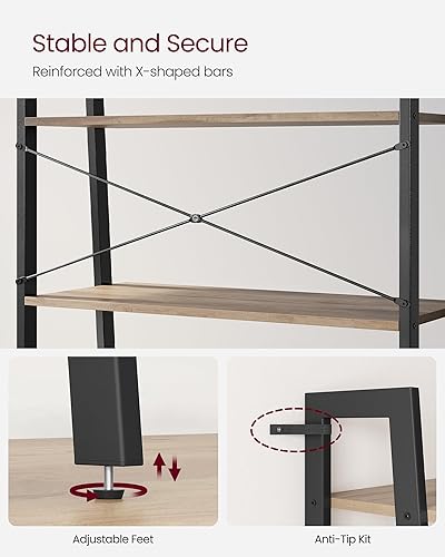 Miniatura 119 de VASAGLE Estantería estrecha de 5 niveles, 11.8 x 23.6 x 66.9 pulgadas, estante de escalera para oficina en casa, sala de estar, dormitorio, cocina,