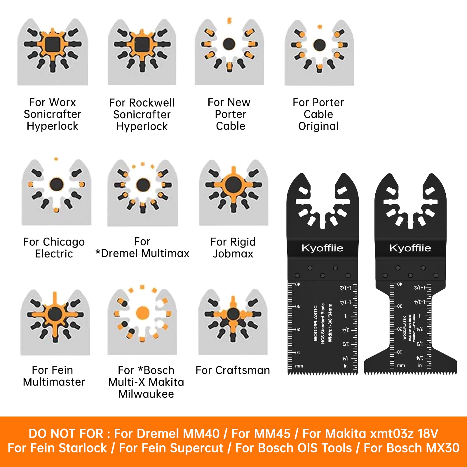 100Pcs Oscillating Saw Blades, Quick Release Multi Tool Blades Kits Universal Oscillating Tool Blades Wood Plastic Multitool Blades Compatible with Dewalt, Ryobi, Makita, Bosch, Craftsman