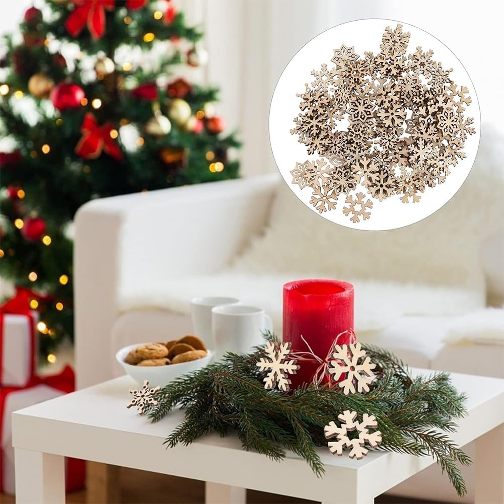 100 Pièces Pinces À Linge En Bois Flocons De Neige En Bois Noël Clips
