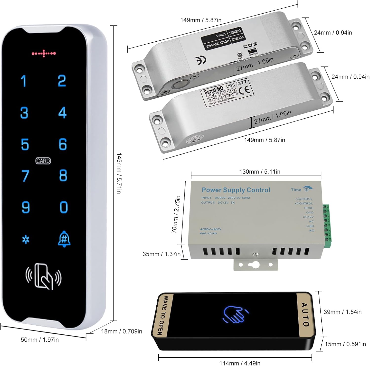 Outdoor waterproof access control system kit, RFID metal touch keypad door lock, smart remote control door opener, surface-mounted bolt lock, electric lock, NFC mobile phone unlocking, doorbell 8 71RZfcQdABL. AC SL1500
