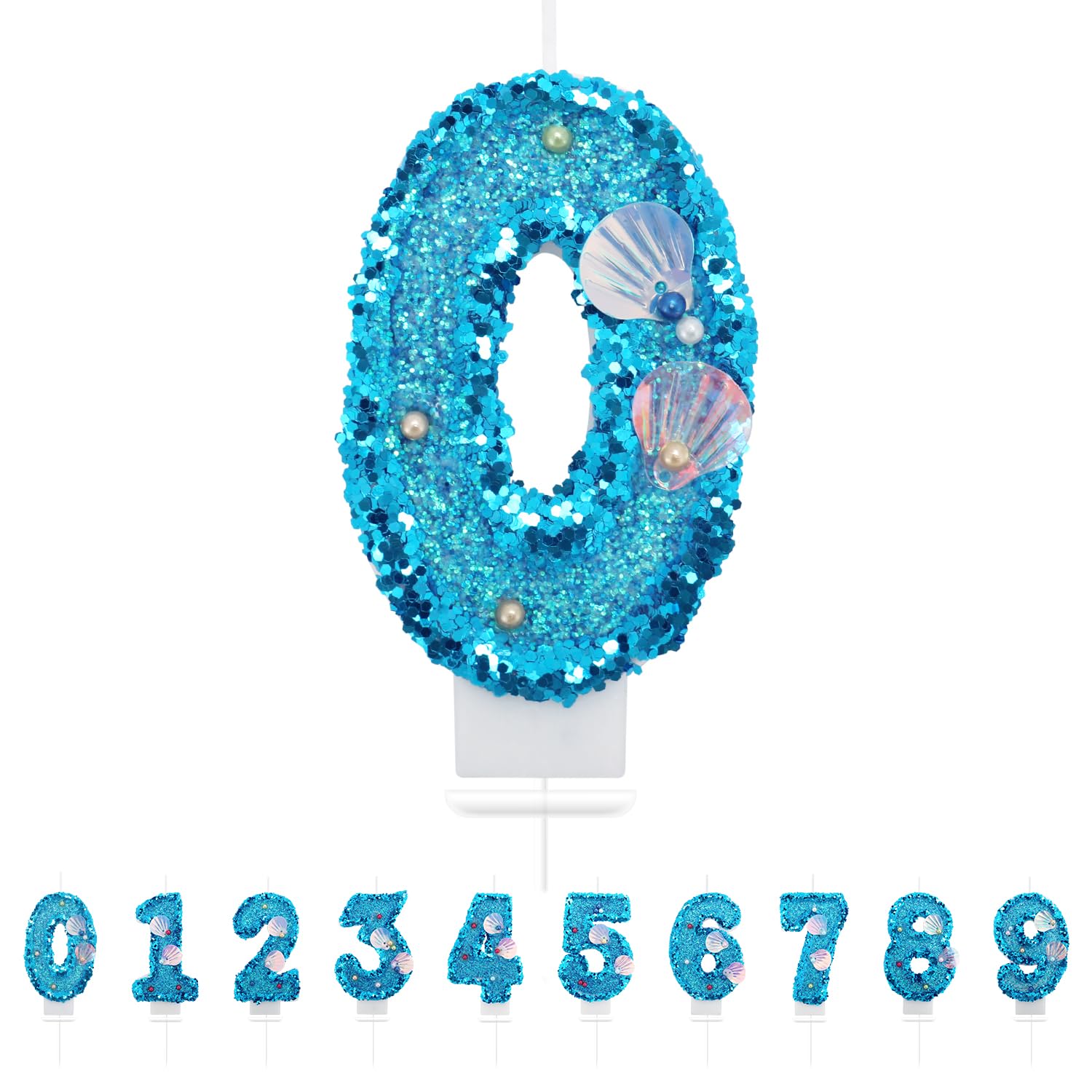 Number 0 Candle,Blue Mermaid Birthday Candles 0 for Girl,Cake Topper Number Candles Birthday Decoration for Girls Birthday Party