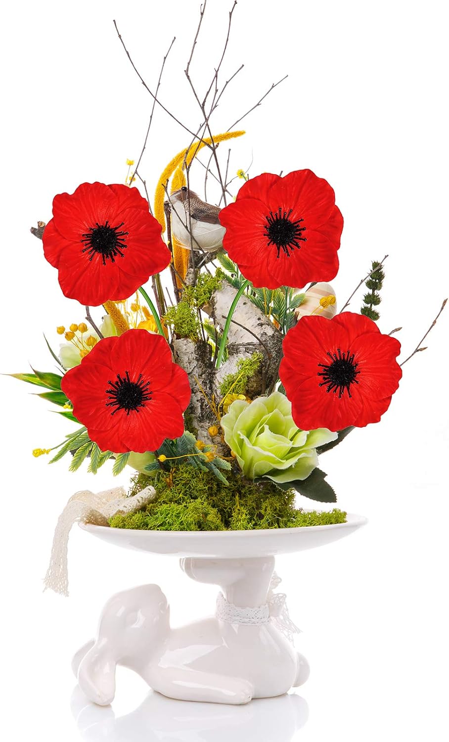 24 pcs Artificial Red Flower Stems PU Real Touch Flower Fake Flowers in Red with Black Center 11.6 Tall for Wedding Bouquets Corsages Centerpiece Floral Arrangements