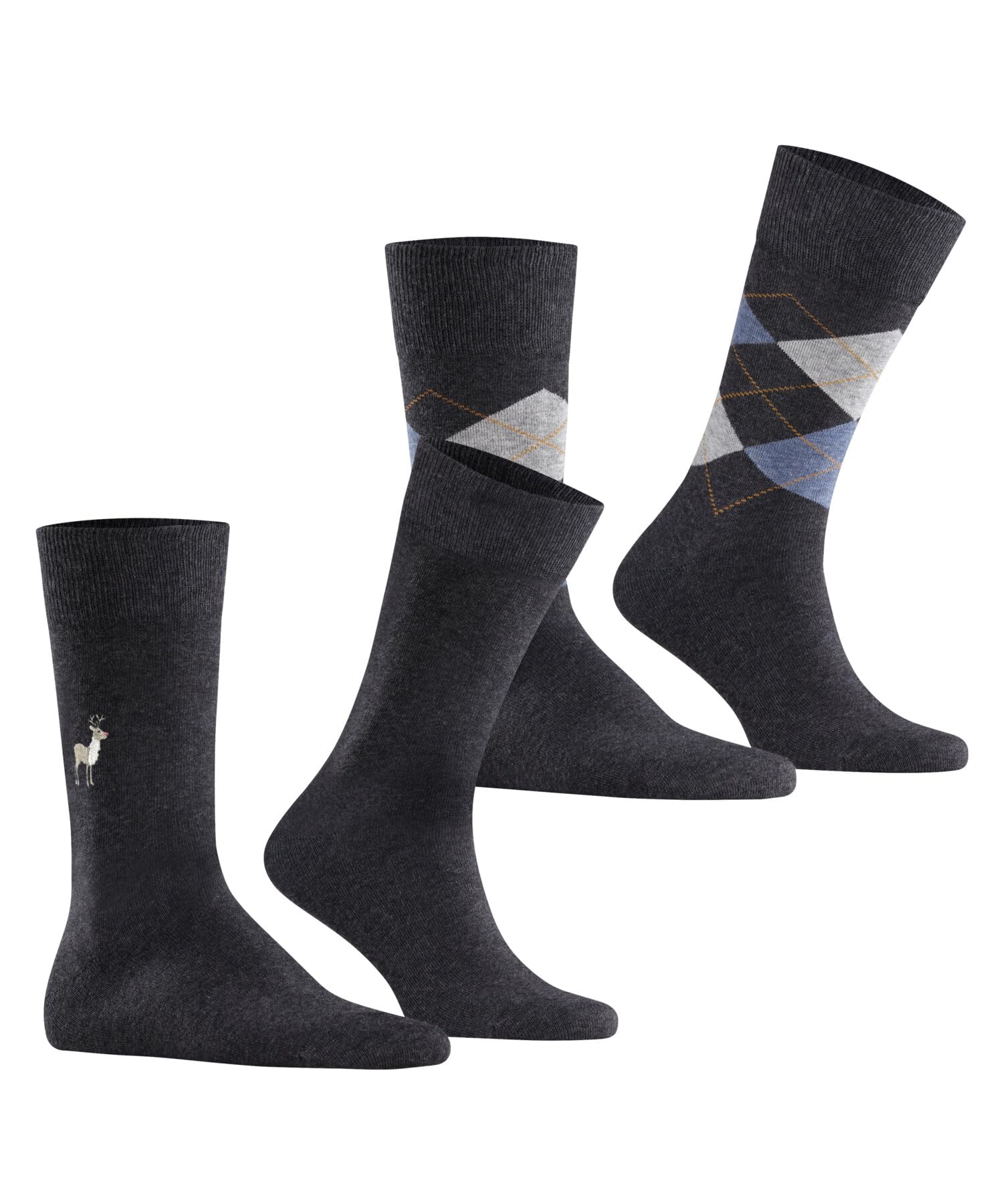 Burlington Men's Everyday X-Mas Multipack M So Cotton Patterned Socks 2 Pairs, Grey Mix 0070, 6.5-11