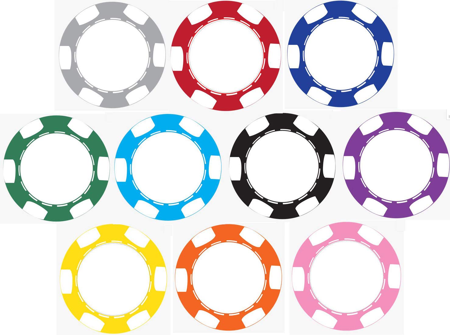 MRC 1000pcs 6 spot Blank Poker Chips Set with Aluminum Case Custom Build