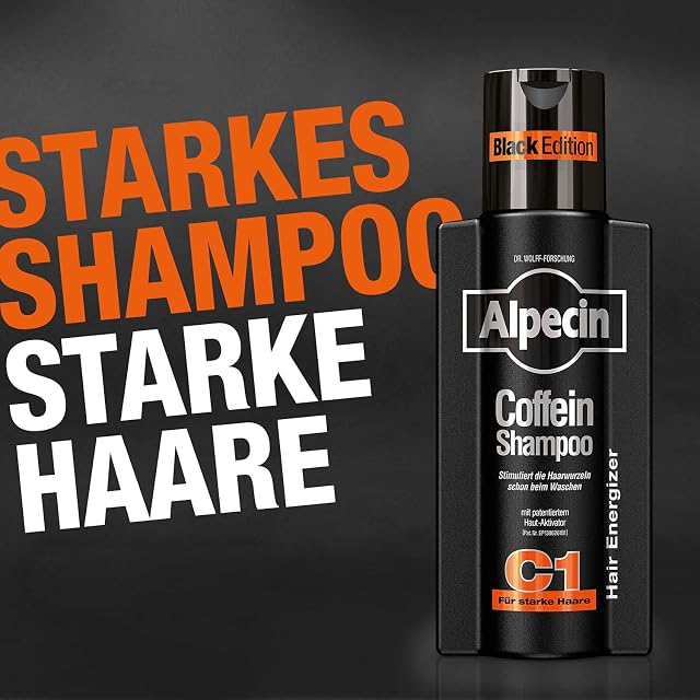 Alpecin Black Szampon kofeinowy z nowym zapachem 1x250ml | Zapobiega i redukuje wypadanie włosów | Pielęgnacja włosów dla mężczyzn Made in Germany