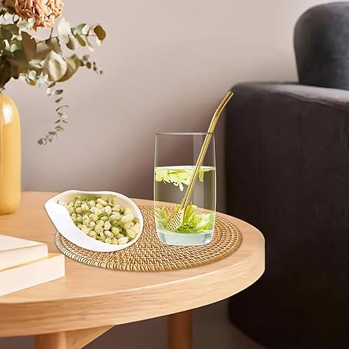 Miniatura 6 de Paquete de 4 cucharas de filtro de paja de acero inoxidable extraíbles y 4 cepillos de limpieza, pajitas de yerba mate, bombilla, palitos