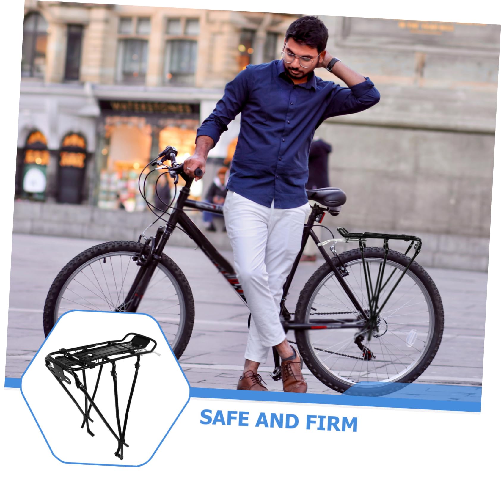 SUPVOX 1Pc Lightweight Mountain Bike Cargo Rack Flexible Rear Luggage Carrier for Road Disc Brake Bikes Durable Easy to Install Black Finish