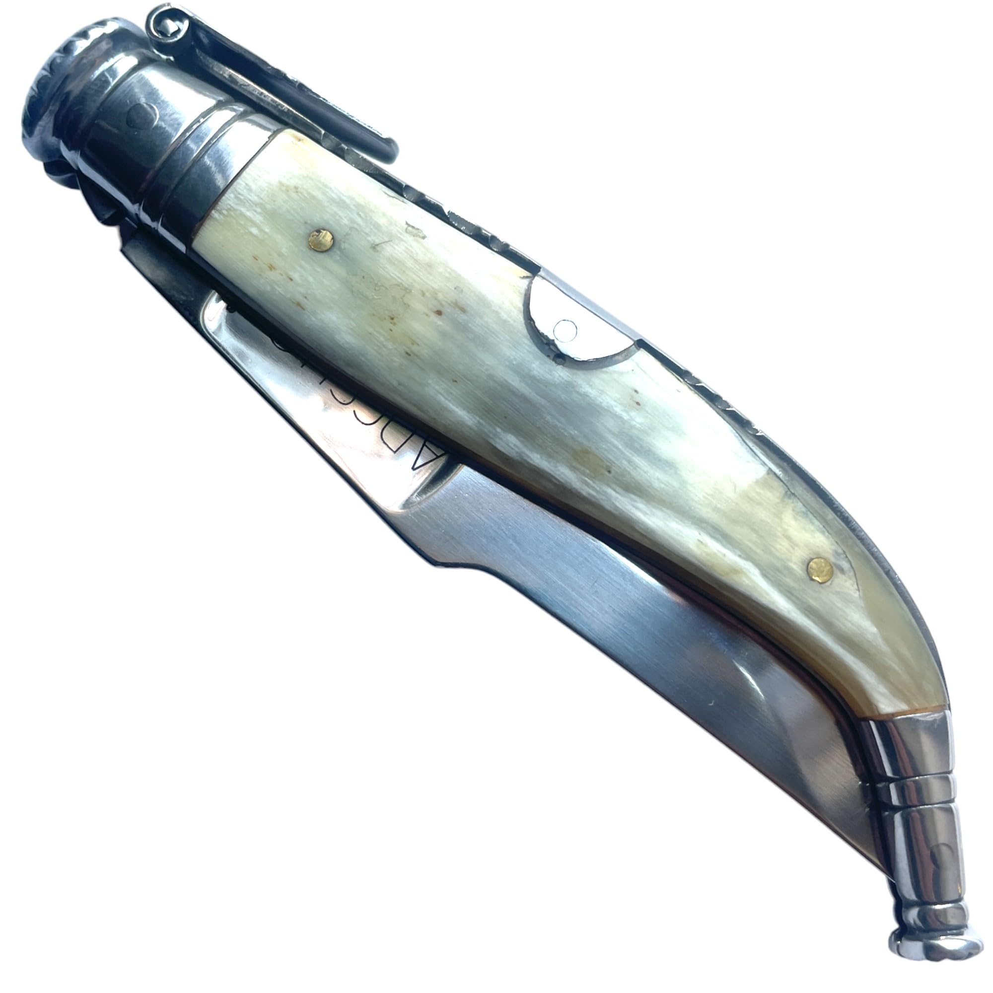 Coltello classico di lusso in corno di toro - 21,50 cm - lama in acciaio 3Cr13Mov da 9,30 cm - manico in legno a 12,20 cm - peso 80,00 g - Portabilità e utilizzo quotidiano