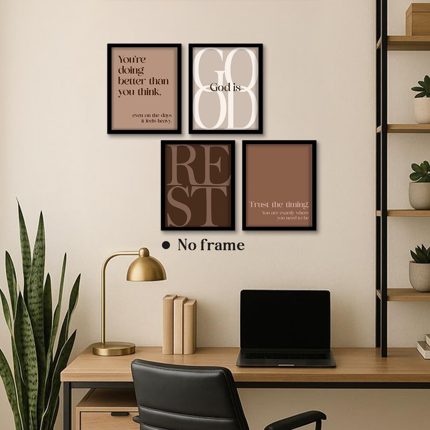 WEFKODO Bible Verse Christian Wall Decor, Brown Minimalist Affirmation Wall Art for Home Office Bedroom Bathroom Teen Girls Room Dorm, Bible Verse Poster Set of 4, 8x10 Inch Unframed image 3