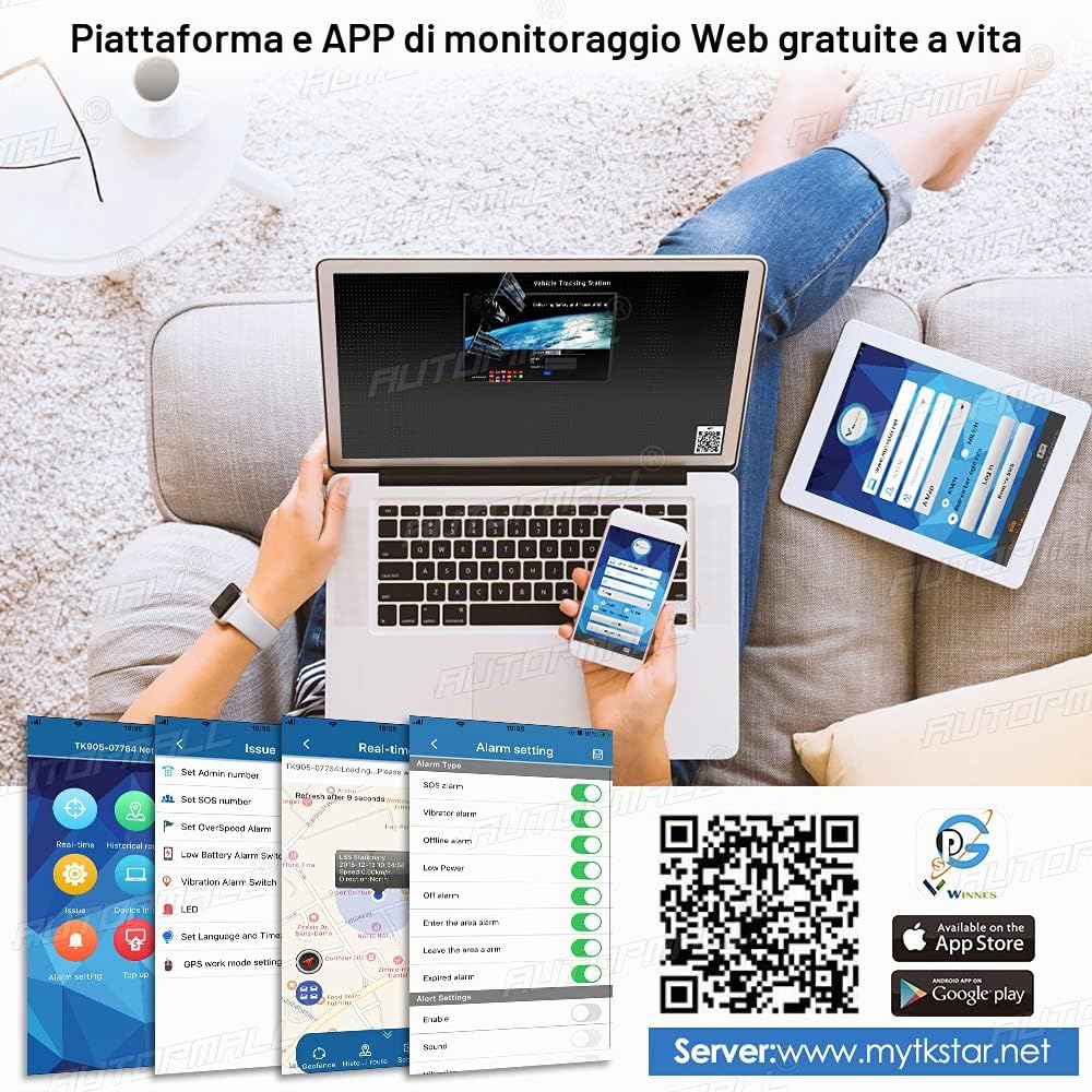 Winnes GPS Tracker 4G, TK806 GPS Tracker auto telecomandata interruzione di alimentazione e olio, antifurto e perdita, posizionamento in tempo reale, piattaforma gratuita/APP
