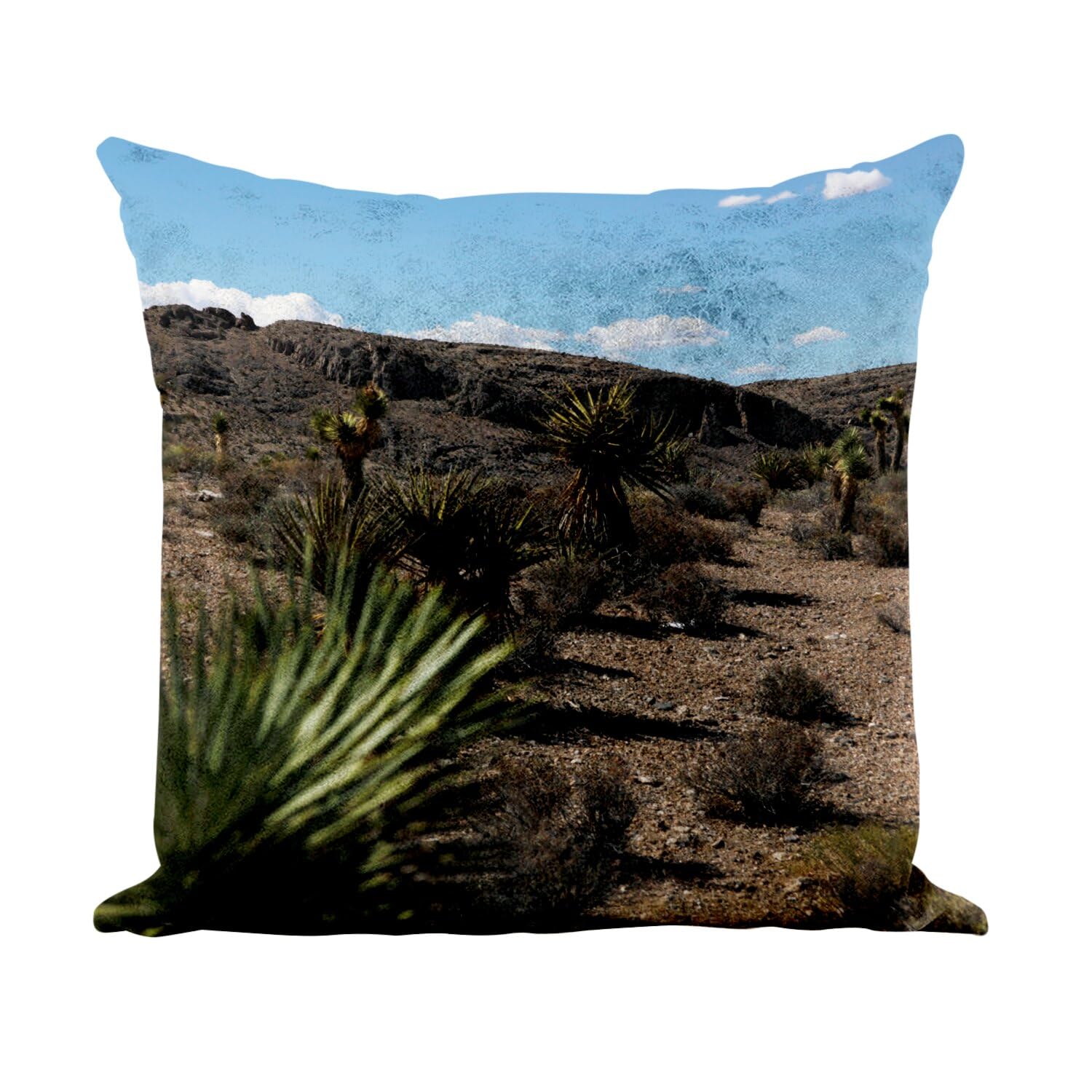 Coussin simili cuir blanc 40x40 cm imprimé Agave Arizona