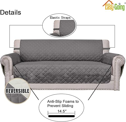Miniatura 1010 de Easy-Going - Funda reversible para sofá, resistente al agua, con varillas de espuma y correas elásticas, protector de muebles para mascotas y perros