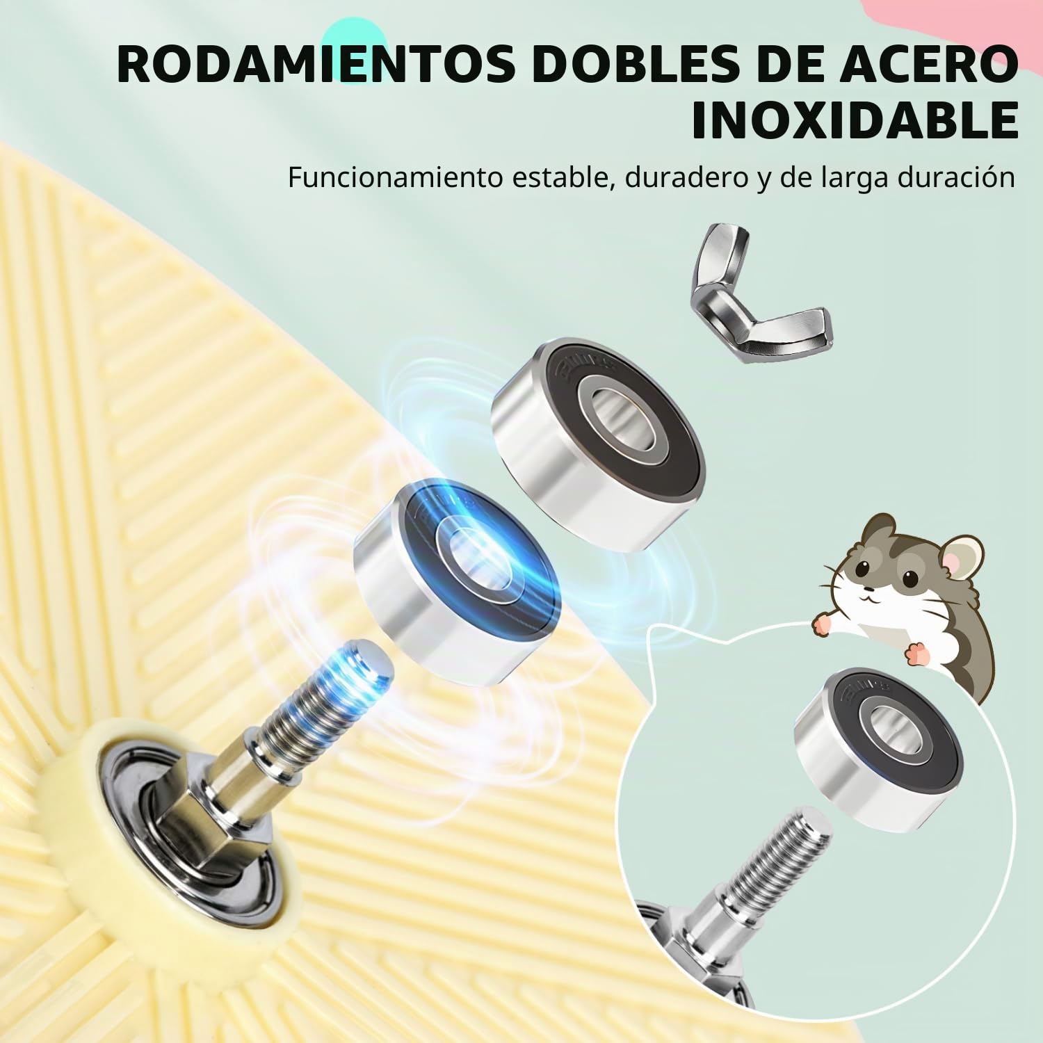 Nobleza Rueda Hamster Silenciosa 22CM, Rueda de Ejercicio de Altura Ajustable con Base Antivuelco y Pista sin Costuras, Accesorios para Jaula de Hámster Sirio, Gerbos y Erizos |