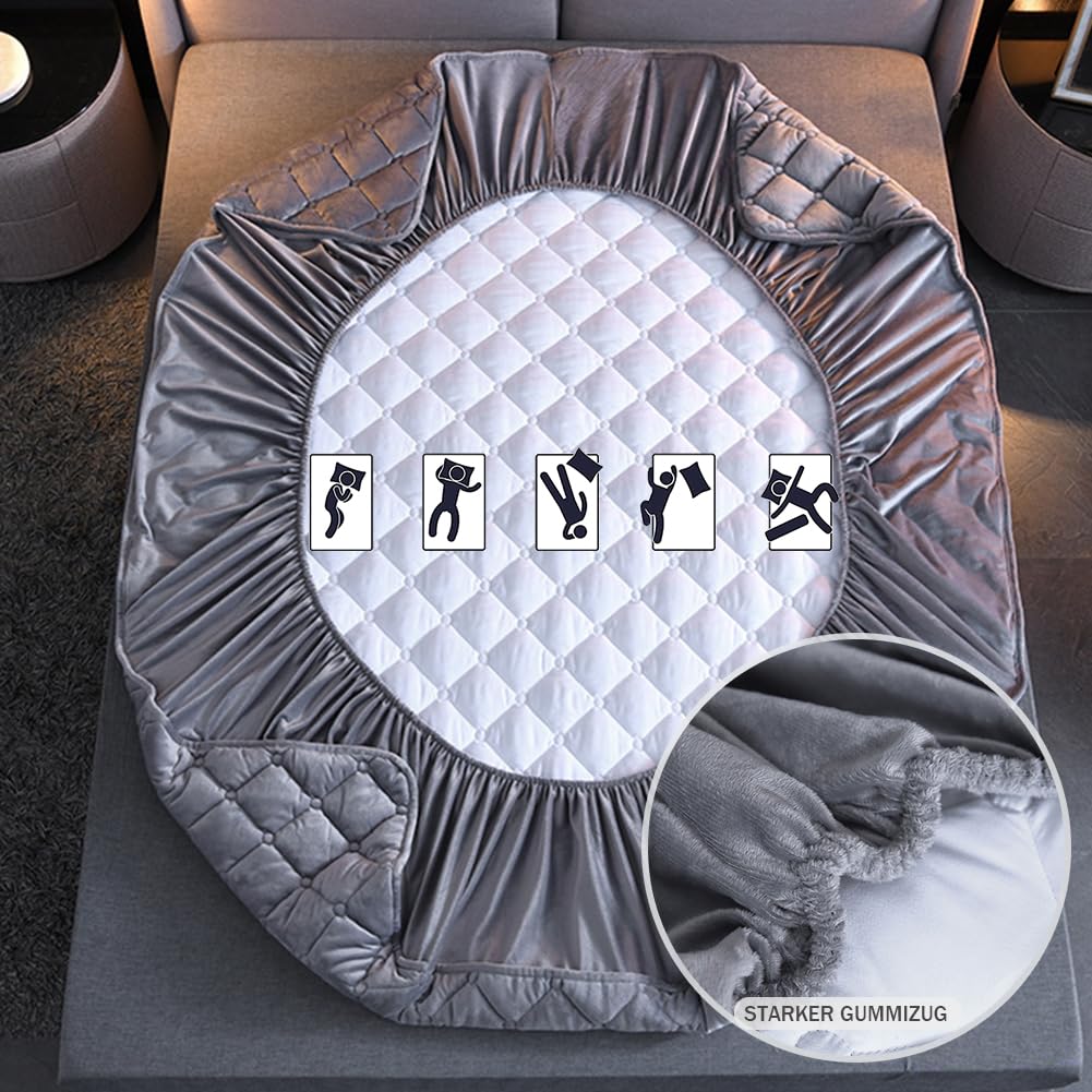Spannbettlaken -Dick Warm - LuxuriöSer Gesteppter Matratzenschoner - Passend FüR Matratzen In StandardgrößE - Unglaublich Weich, Atmungsaktiv Und Hypoallergen - Design Anthrazit 120x200cm+30cm