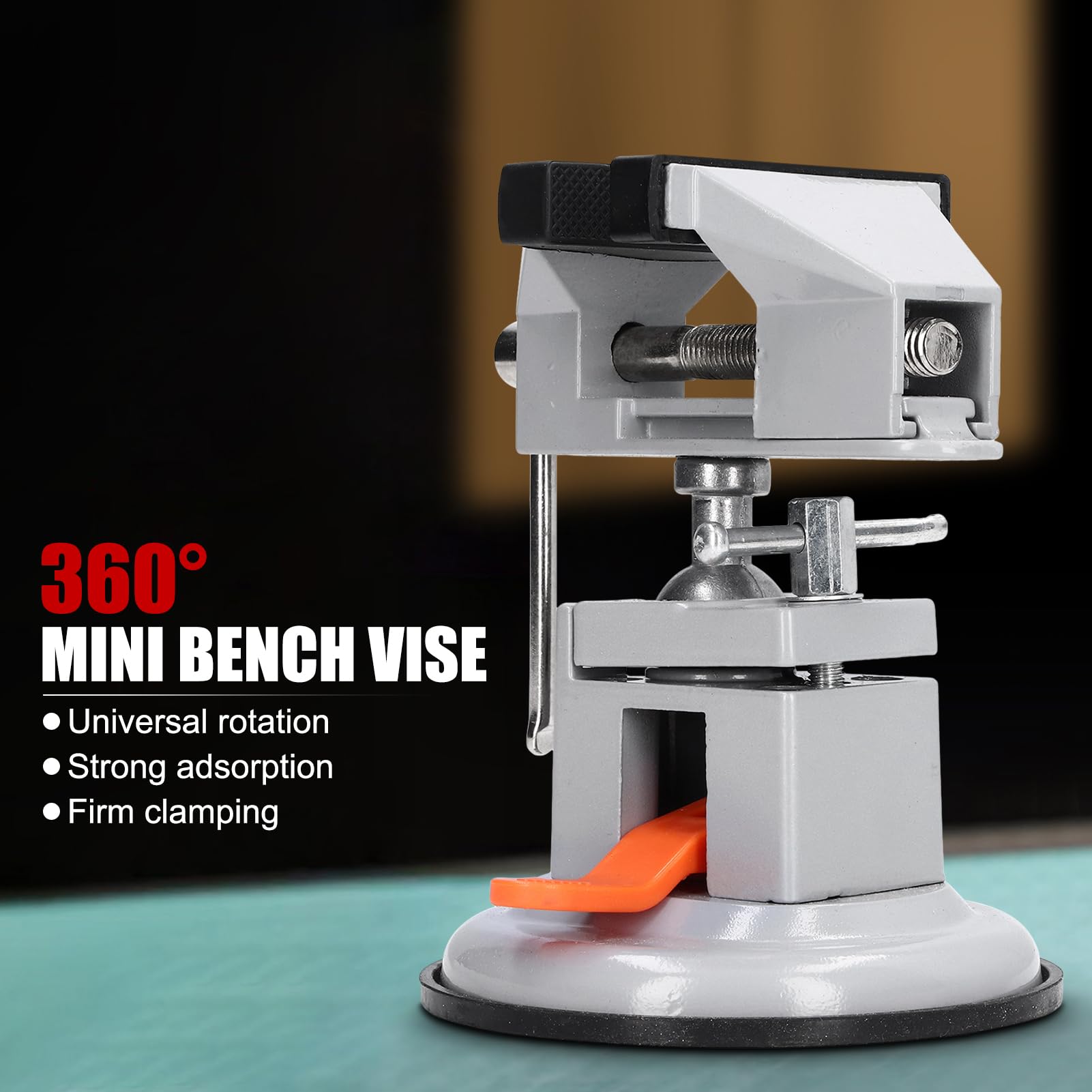 EVTSCan 360 Degree Swivel Mini Bench Vise Clamp, with Suction Cup Base and 2 Inch Jaw Opening - Image 2