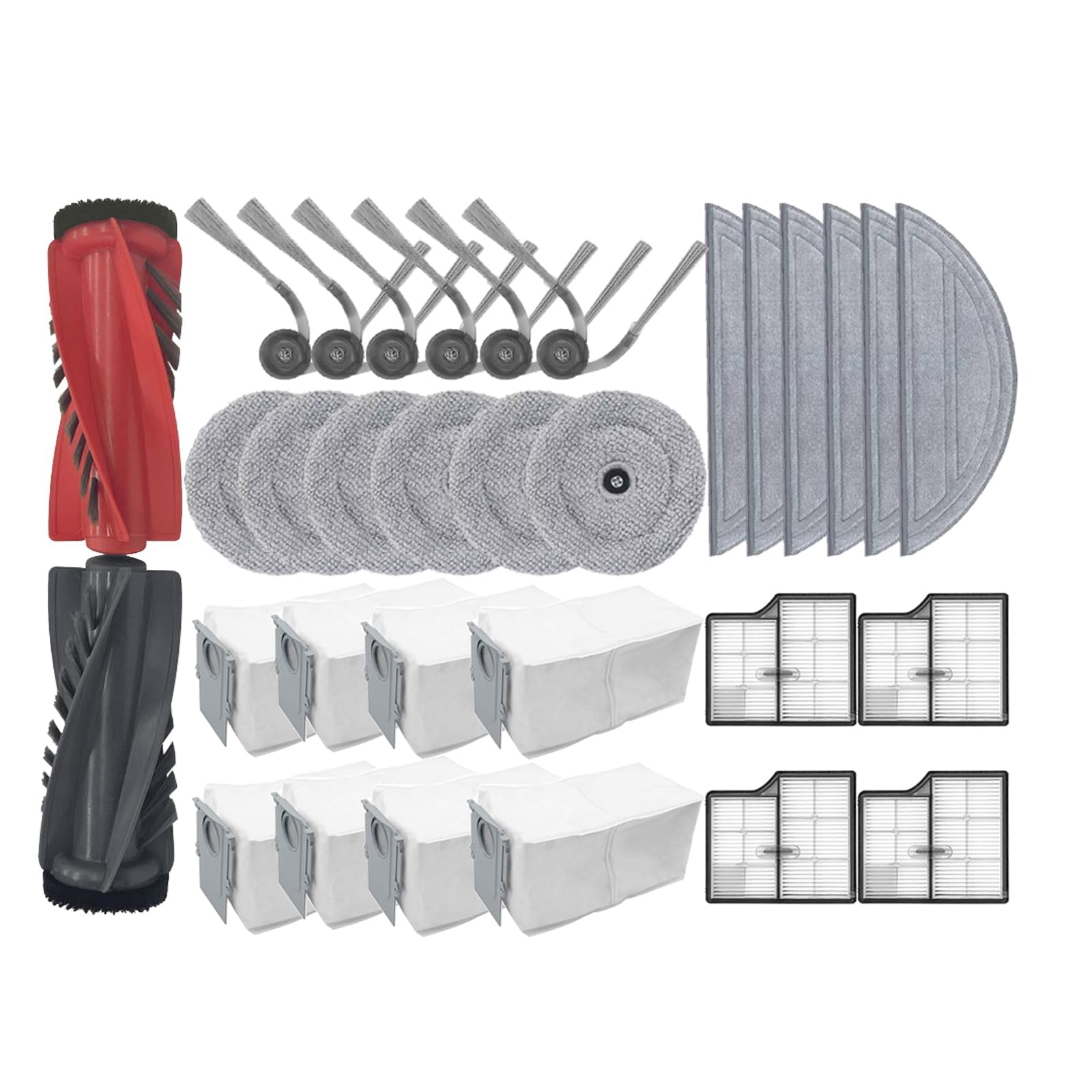 JOSYOG Saros 10 交換用デュアルメインブラシ/サイドブラシ/モップパッド/ダストバッグ Roborock Saros 10ロボット掃除機アクセサリーパーツ(3セット)