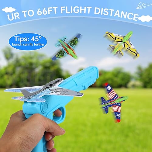 Miniatura 2 de 12 juguetes de lanzador de aviones, juguete de avión de catapulta planeador de espuma para niños y niñas, juguetes voladores al aire libre para niños