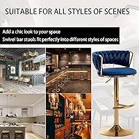 Vista 62 de Gold Velvet Bar Stools Set of 4, Counter Height Barstools with Low Back, Swivel Bar Stool for Kitchen Island, Pub (Grey)