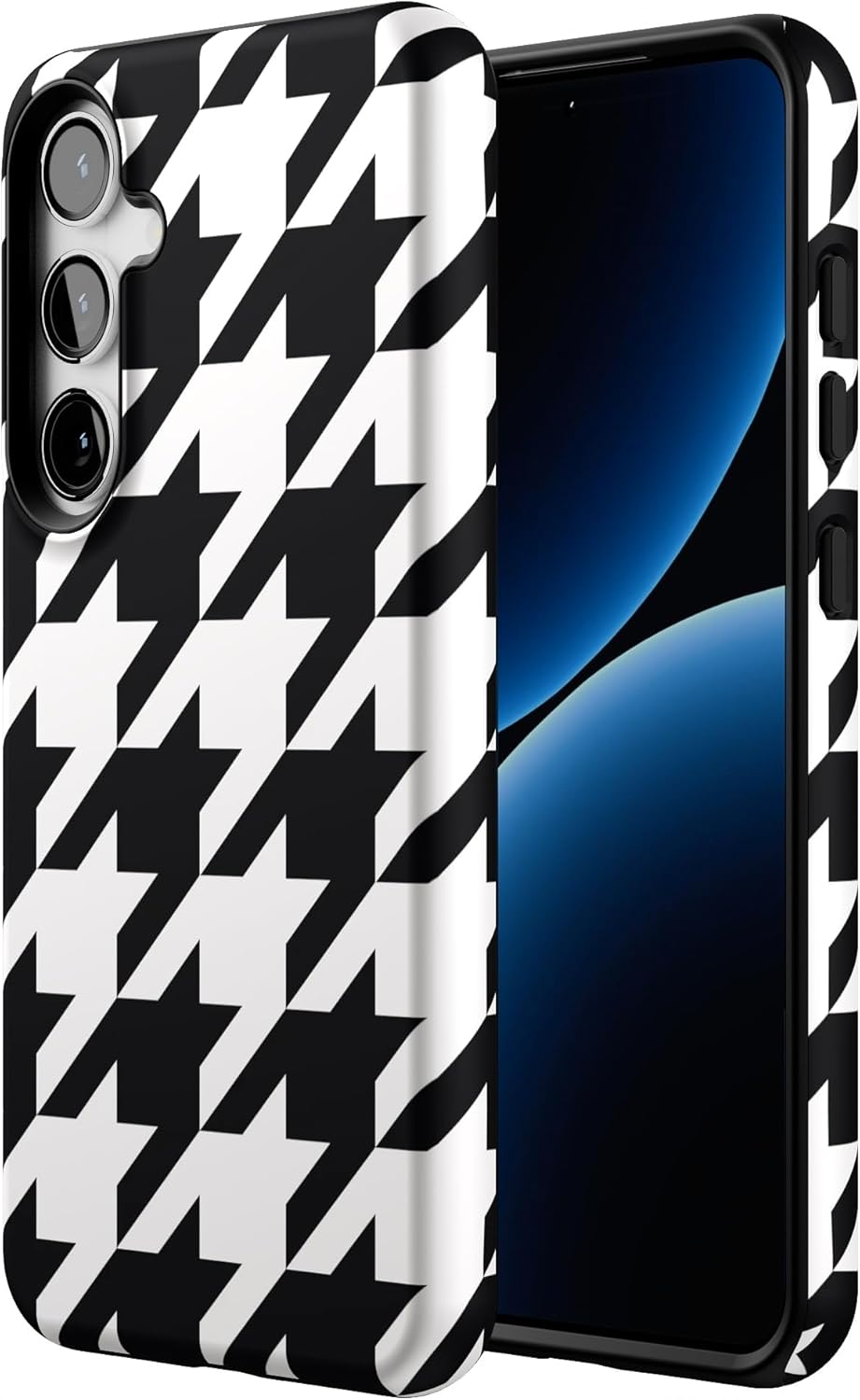 Casely Galaxy S24 Plus Case | Houndstooth | High Contrast Design | Essential Slim Dual-Layer Protective Design