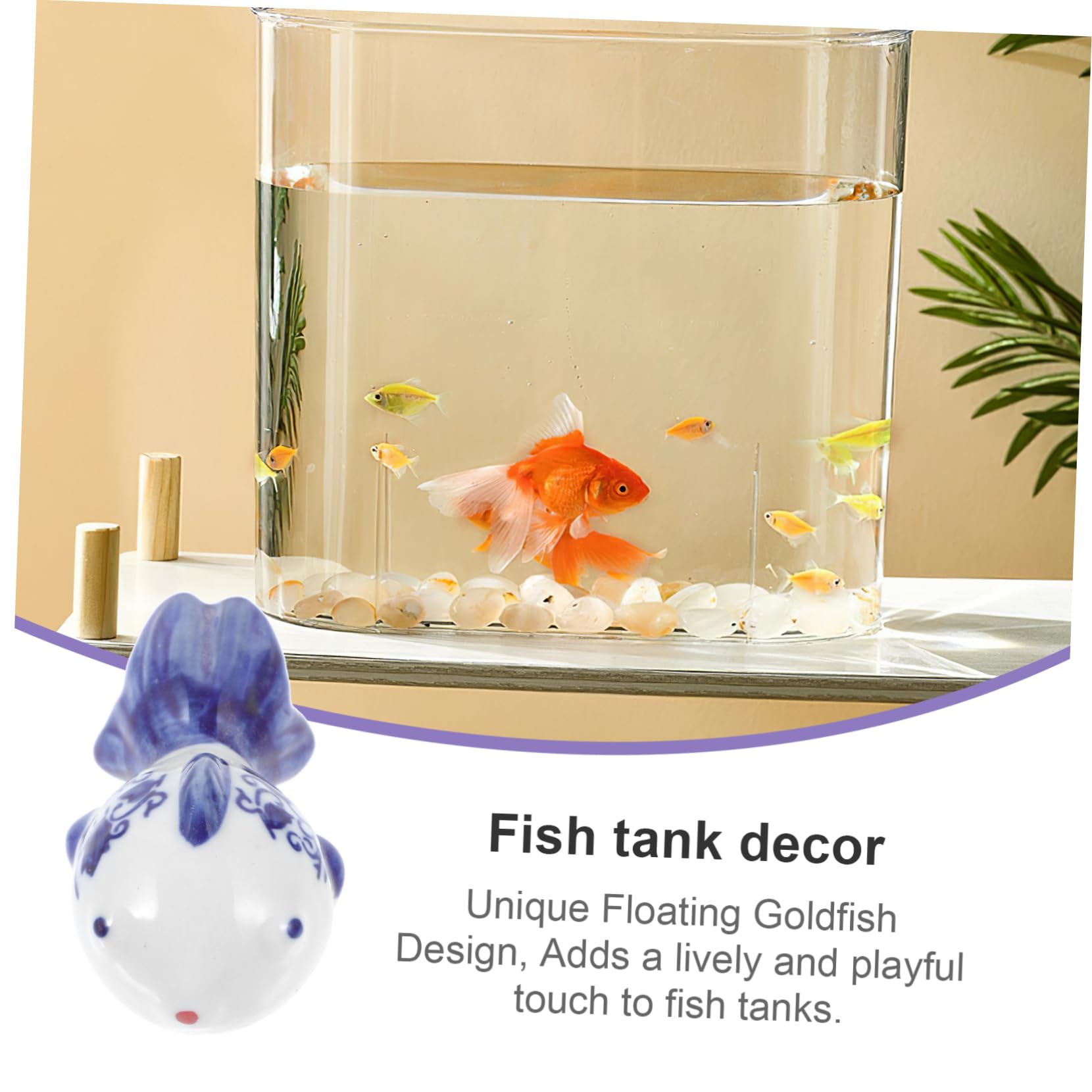 Amazon.co.jp: OUNONA 青と白の磁器の金魚 置物 水槽の付属品