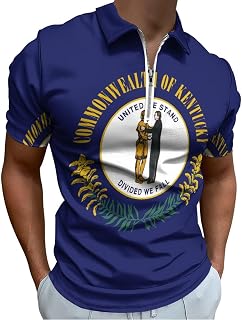 Kentucky State Flag Seal America Men's Golf Polo-Shirt Summer Short Sleeve T-Shirt Quick Dry Muscle Tees
