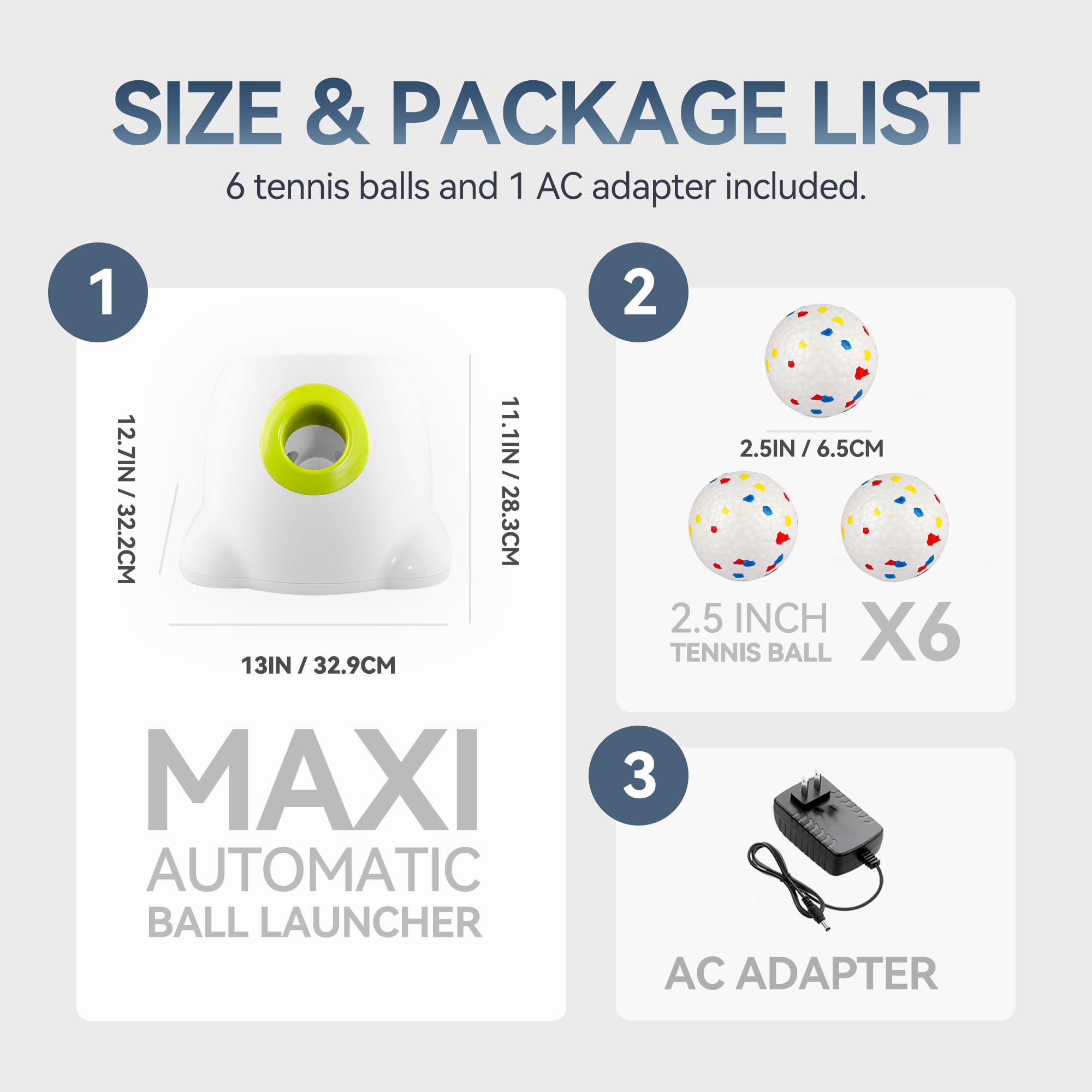 ALL FOR PAWS Lanceur automatique de balles pour chien, lanceur de balles interactif pour chiens de grande et grande taille, jouet interactif rechargeable avec 3 à 12 m, 6 pièces ETPU