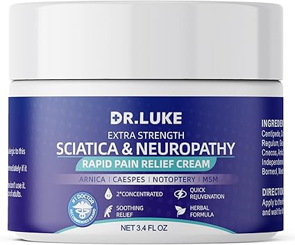 Dr. Luke Sciatica Pain Relief Cream, Nerve Pain Relief Cream, Pain Relief Cream for Sciatica, Joits, Knees, Backache and Muscles - 3.4 oz