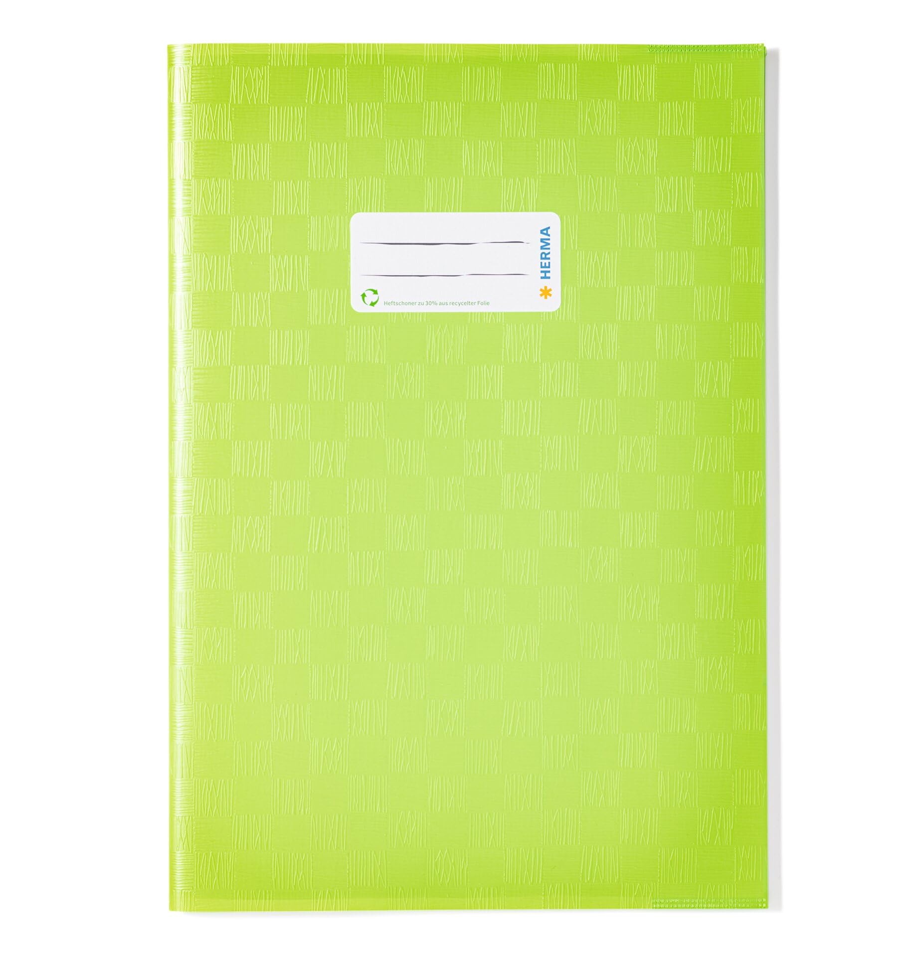 HERMA 7455 Notebook Covers A4 Raffia Light Green, Pack of 25, Book Covers with Label & Raffia Structure Made of Durable & Wipe-Clean Polypropylene Film, Notebook Cover Set for School Notebooks,
