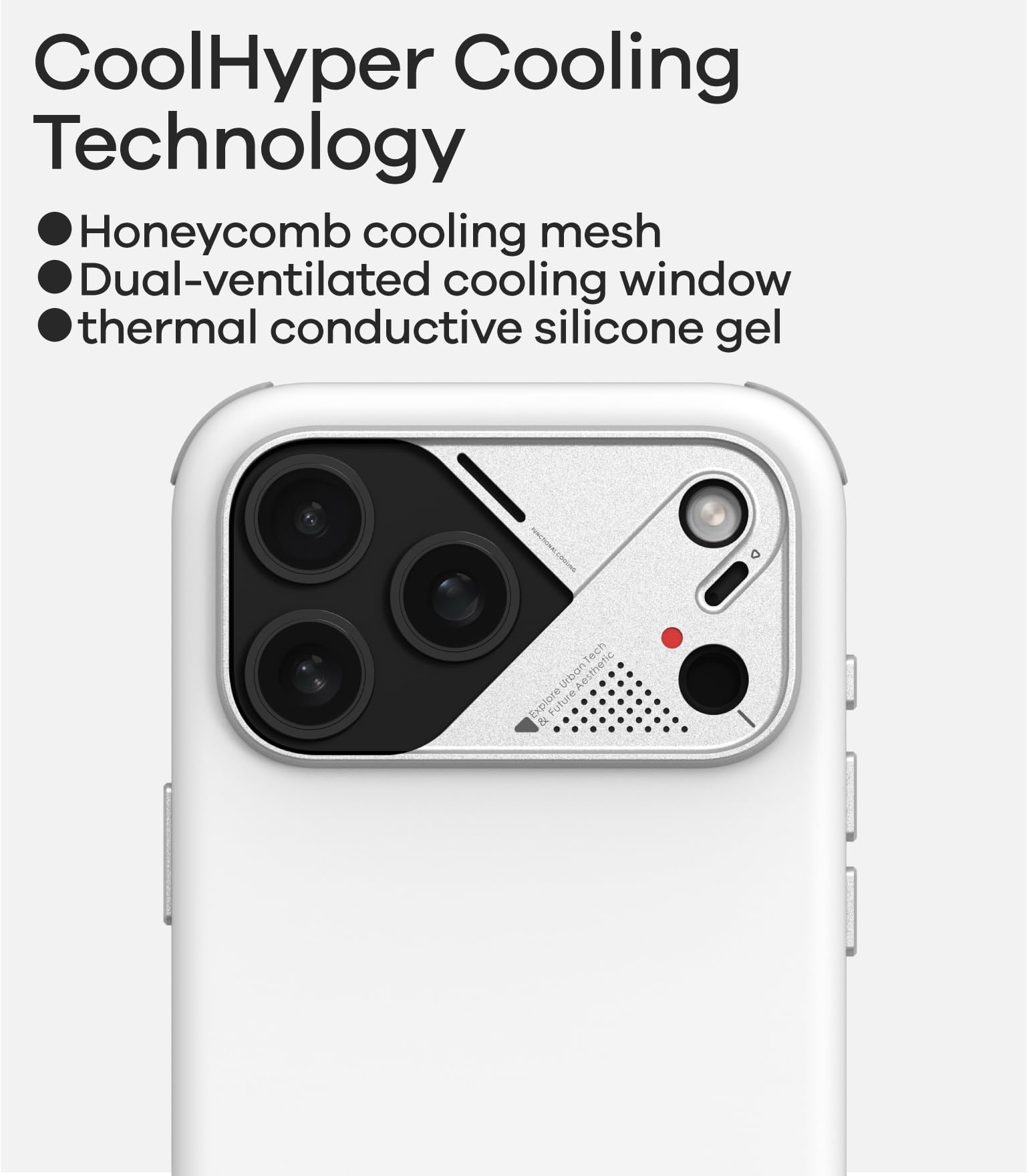 Aulumu A17 odporne na wstrząsy etui na iPhone'a 17 Pro Max, ze sterowaniem kamerą, CoolHyper, rama aparatu ze stopu aluminium, wielowarstwowa ochrona kompozytowa, białe