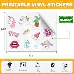 100 PCS Sticker Paper for Inkjet Printer, Printable Vinyl Sticker Paper Dries Quickly Vivid Colors, 8.5"x11" Tear Resistant Printable Vinyl, Glossy White, Inkjet & Laser Printer