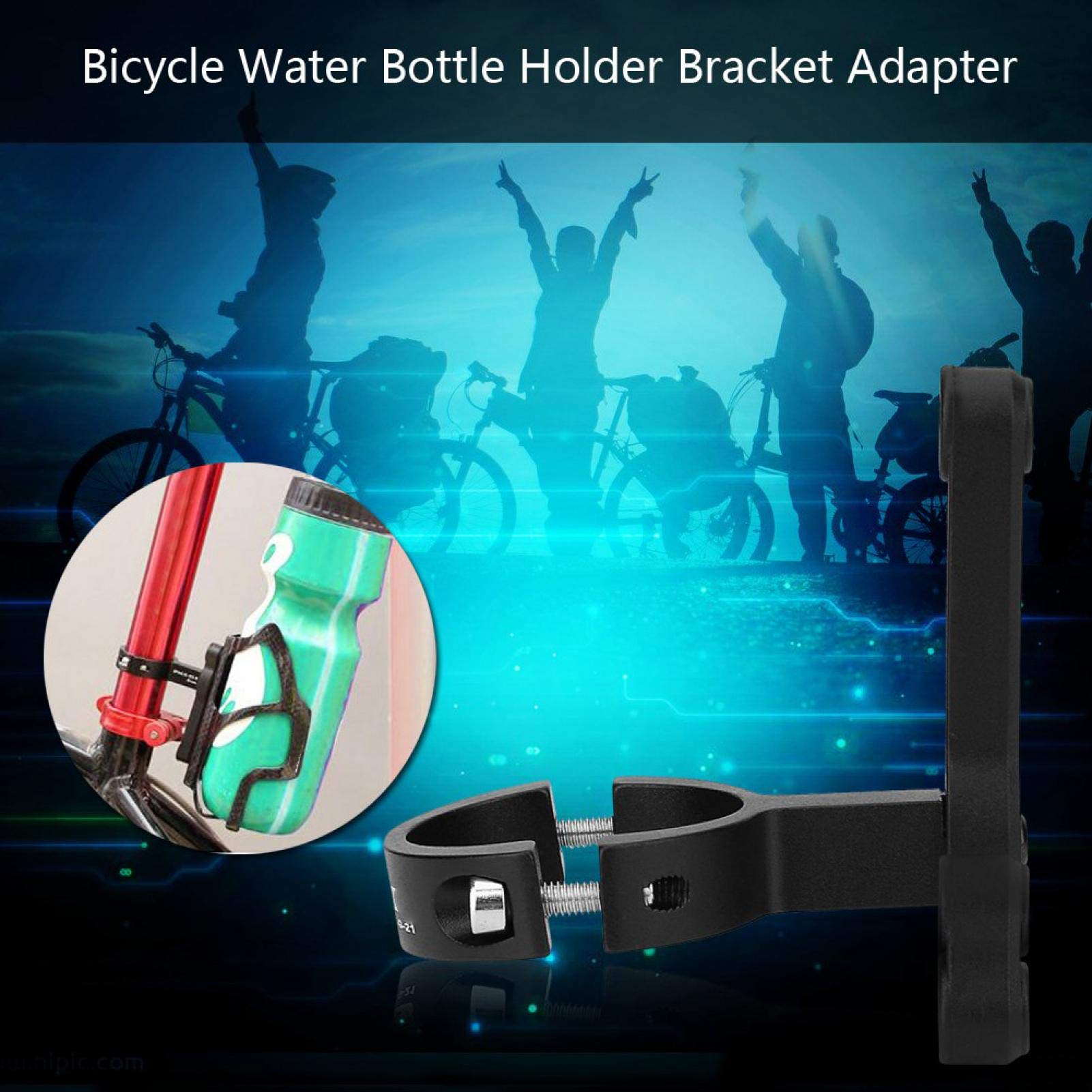 HONZUEN Supporto MTB Per Bicicletta Gabbia In Alluminio, Fissazione Bilaterale Portaborraccia Per Bicicletta Supporto, Facile Da Installare Adattatore Bici Morsetto Su Manubrio Reggisella, Oro - Foto 12