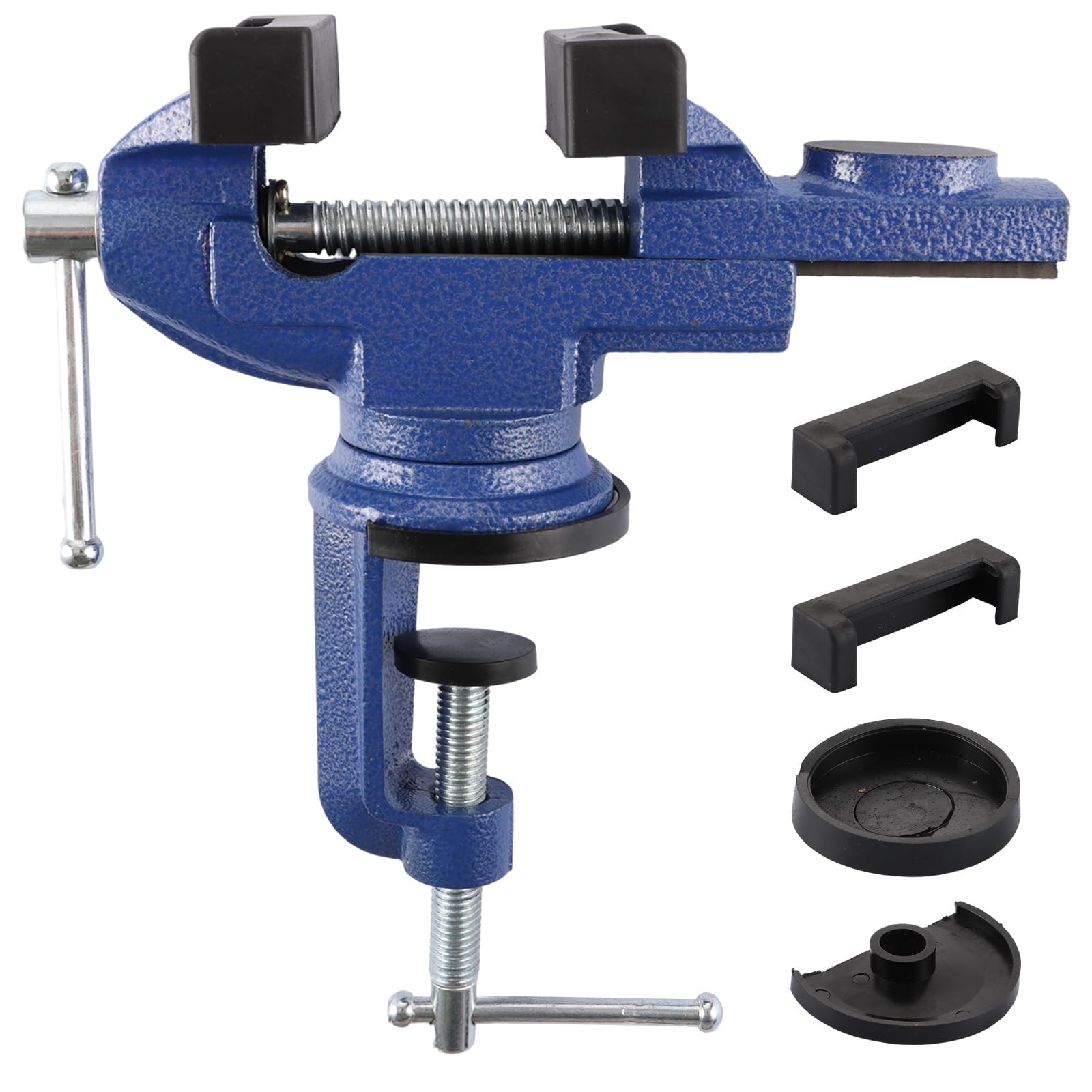 Étau de table 70 mm, pince d'établi compacte en acier moulé avec base pivotante à 360°, mini étau robuste pour bricolage, coupe, perçage, ponçage et réparation