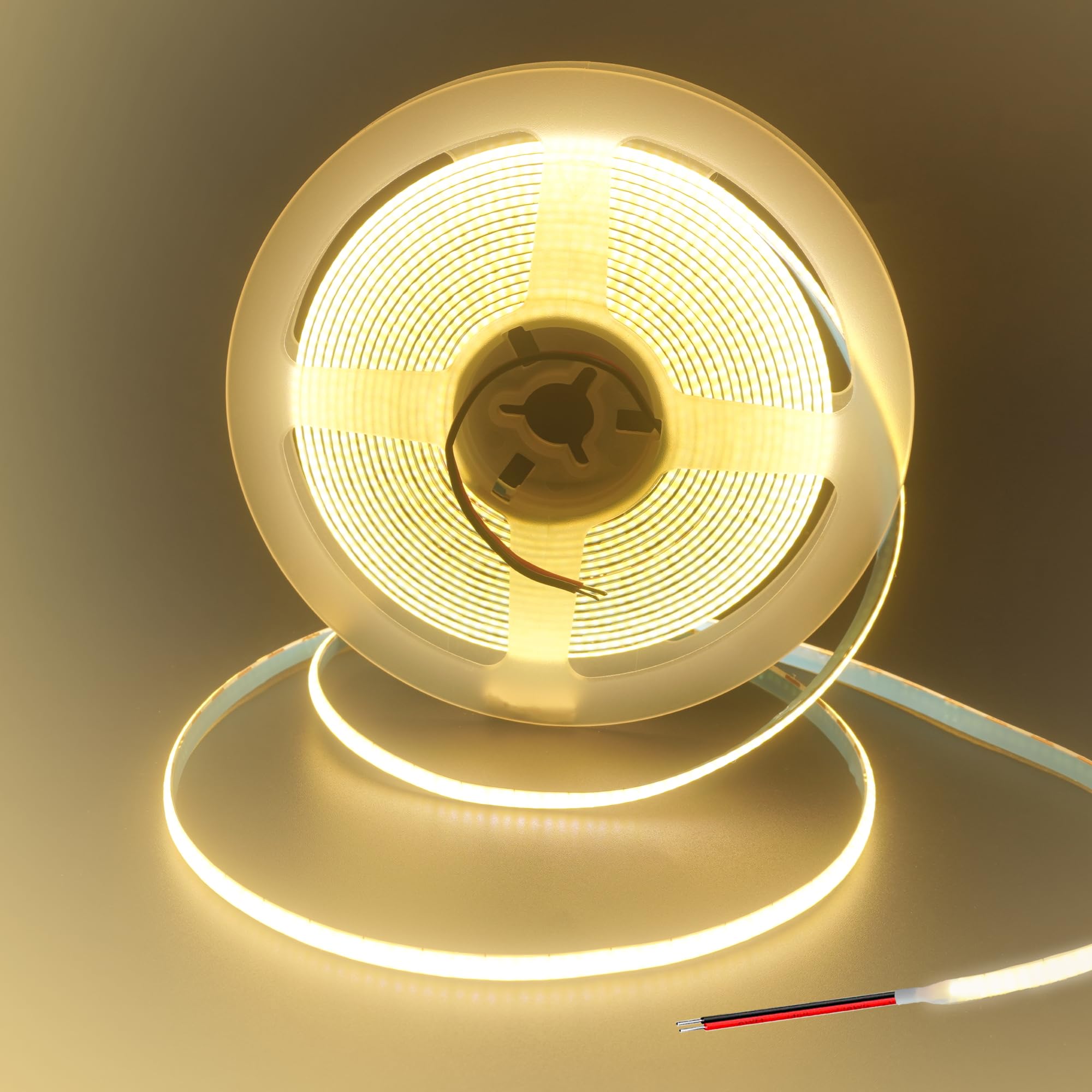 Clearhill Men's Warm White 3000K 12V 5Mm Width Cob 400Led Strip Lights With Bare Wire (No Power Supply),16.4Ft/5M,,400Leds/M,Cri90,Electroplated Double-Sided Panel,10W/M,Not Waterproof,For Indoor Diy