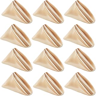 Cloth Napkin Set of 12,Polyester Table Napkins Cloth Washable, Soft Reusable Napkin for Mother's Day Dining Table,Restaurant,Wedding,Thanksgiving and Christmas(20" x 20",Apricot)