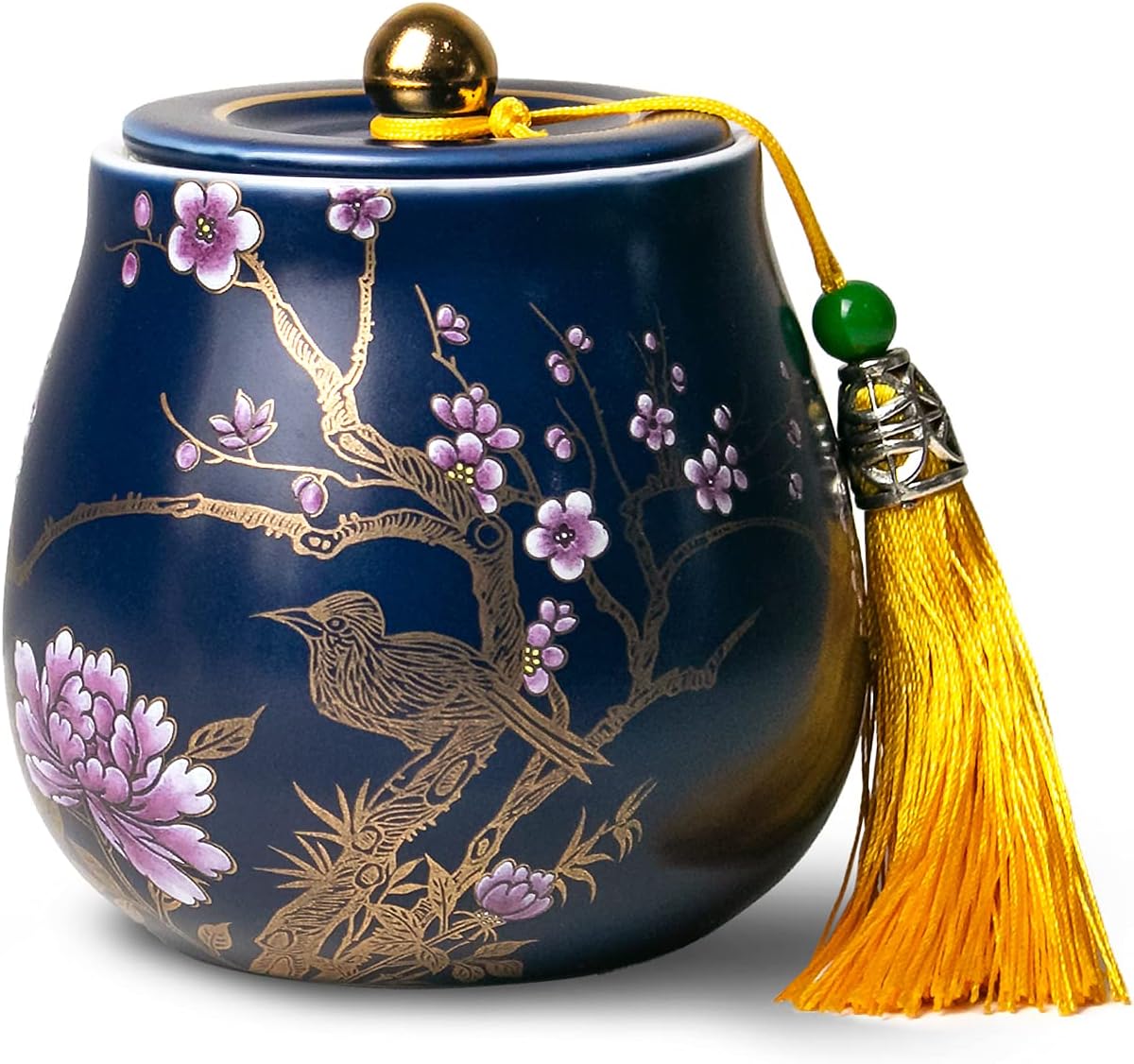 Dahlia Famille Rose Porcelain Tea Canister for Loose Tea, Airtight Jingdezhen Tea Caddy, Flower 200 ML