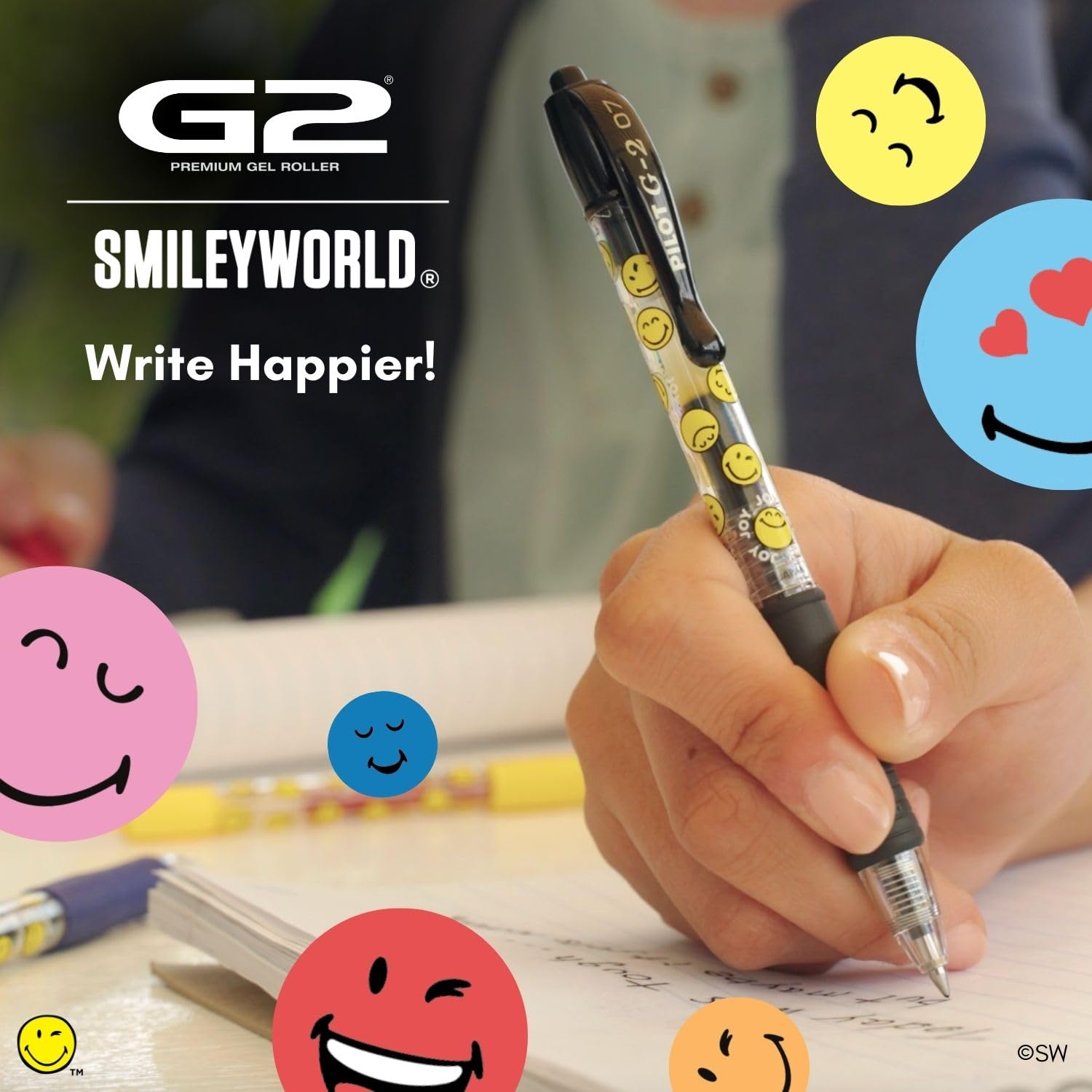 PILOT G2 Premium Gel Roller Pens G2 SmileyWorld Collection Write Happier 10 Pack Pouch Fine Point 0 7 — view 2