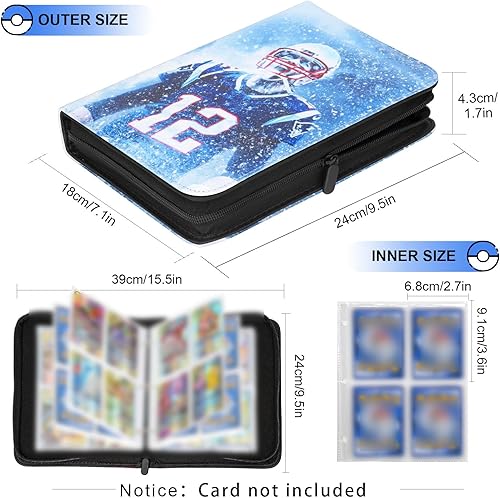 Miniatura 5 de Carpeta de tarjetas de fútbol con 50 fundas extraíbles, soporte para tarjetas de intercambio para 400 tarjetas de fútbol, soporte de tarjetas de