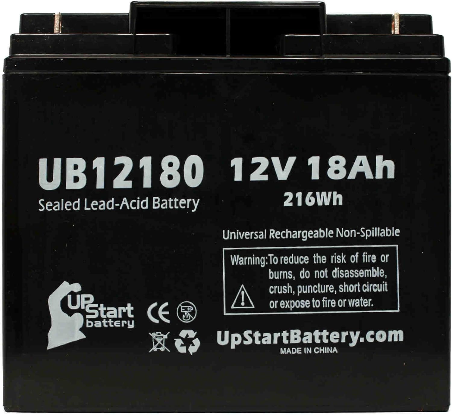 Replacement for Shing Yang Power Power SY12170 Battery - Replacement UB12180 Universal Sealed Lead Acid Battery (12V, 18Ah, 18000mAh, T4 Terminal, AGM, SLA)