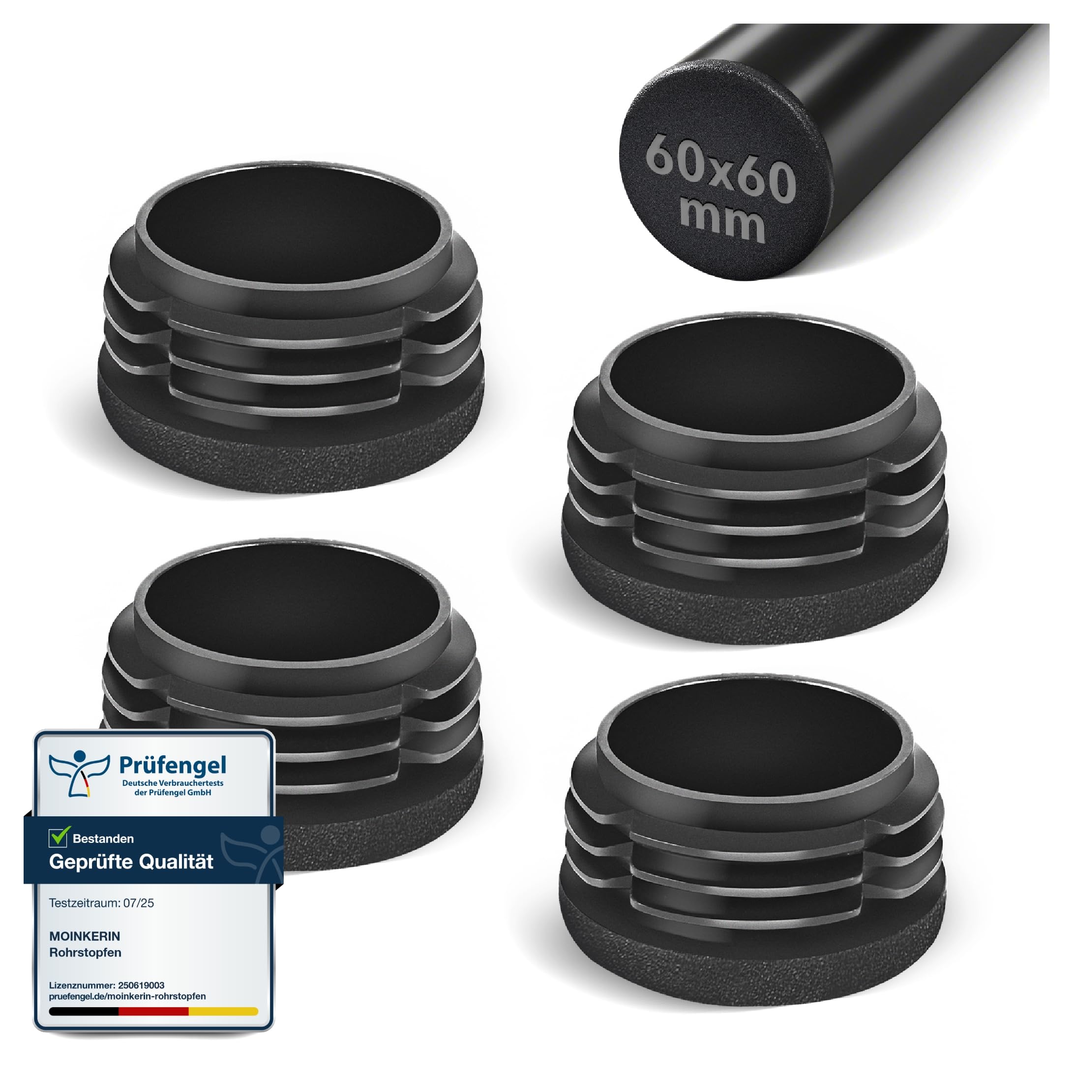 moinkerin Round Plastic End Caps 60mm Plastic Plugs for Metal Tube, Chairs, Tables, Shelves Round End Caps 4 PCS