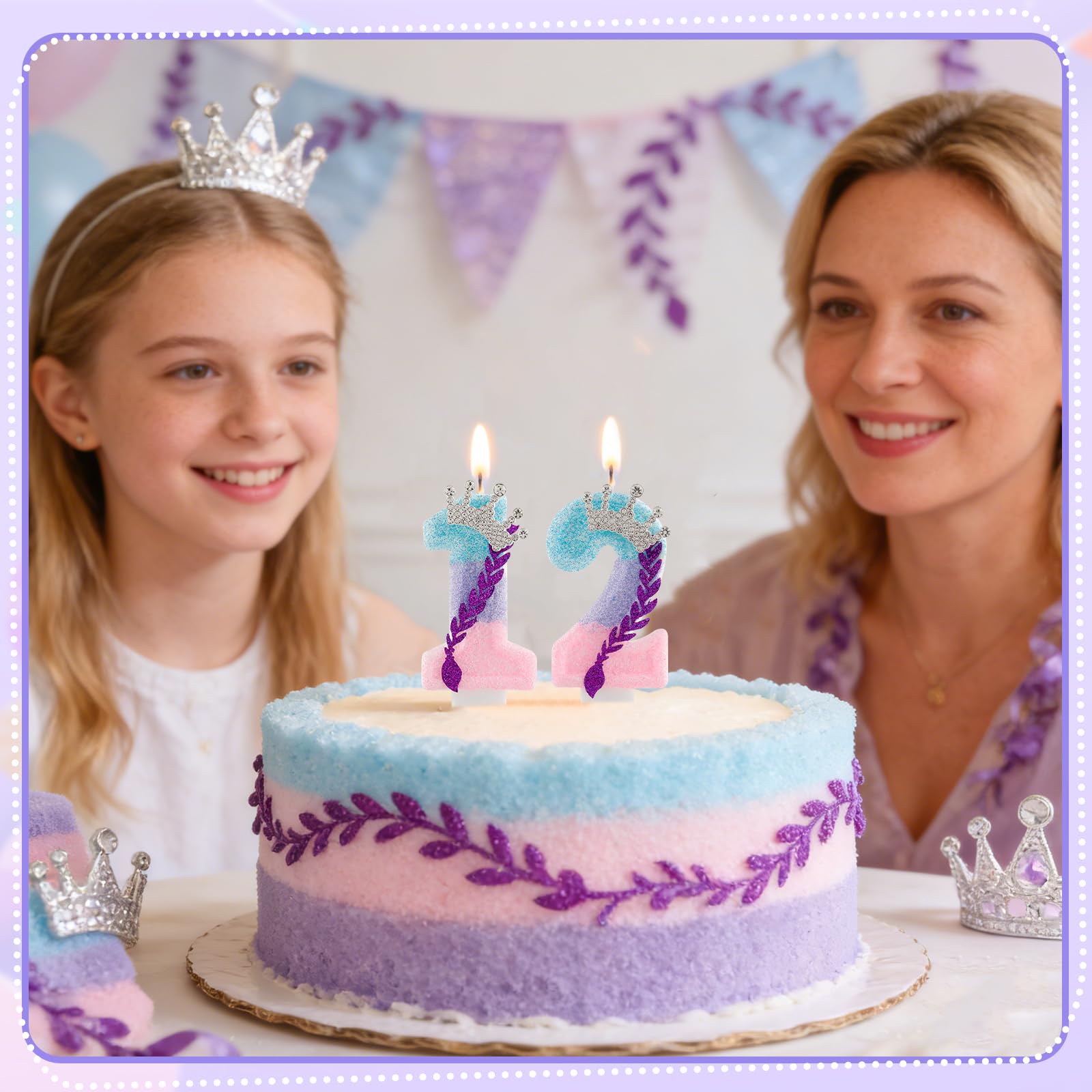 Kpop Birthday Candles - Purple Crown Number 4 -7