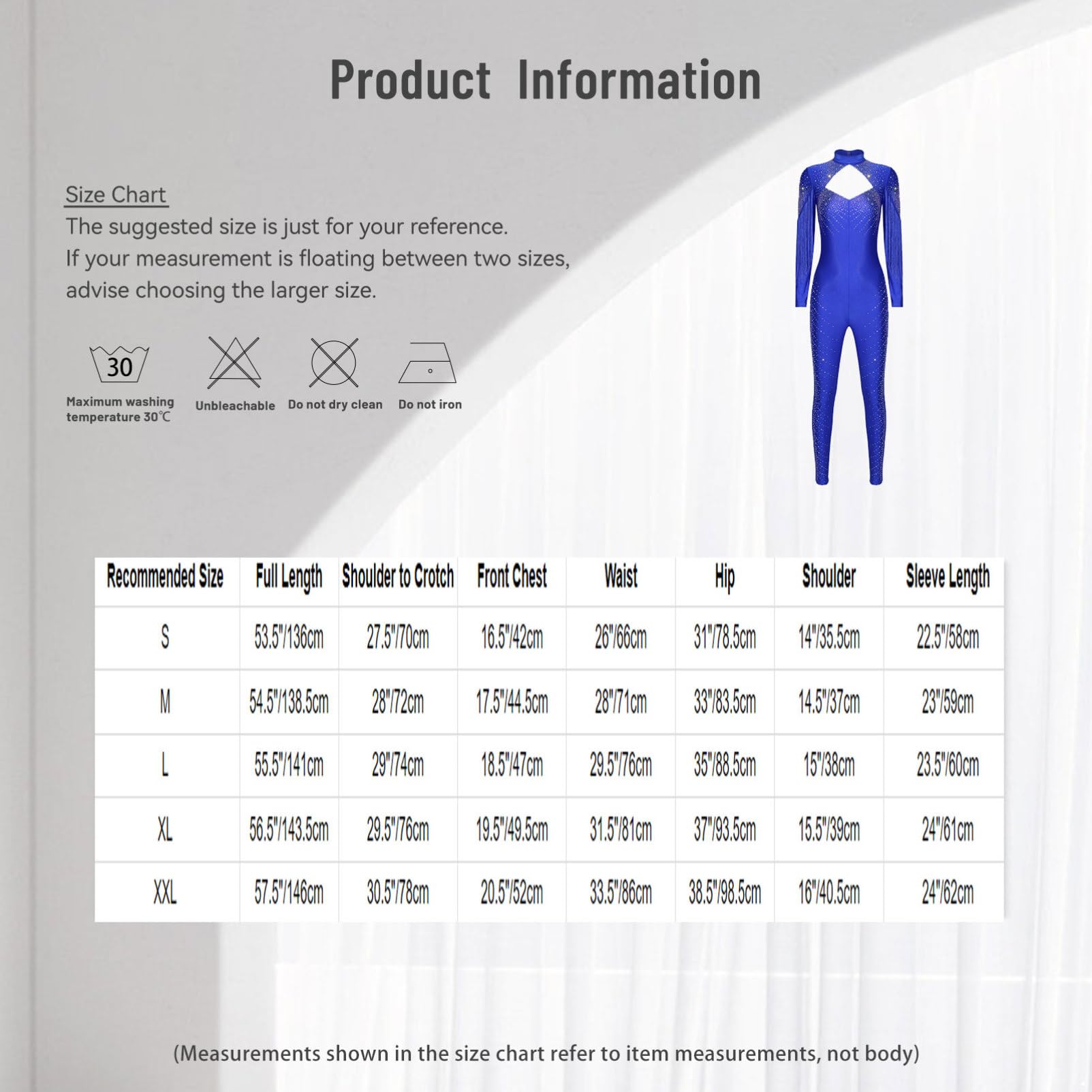 CHICTRY Tuta Intera per Pattinaggio Artistico Donna con Strass Jumpsuit Aderente a Manica Lunga Leotards Body Danza Classica Moderna Body da Balletto Dancewear