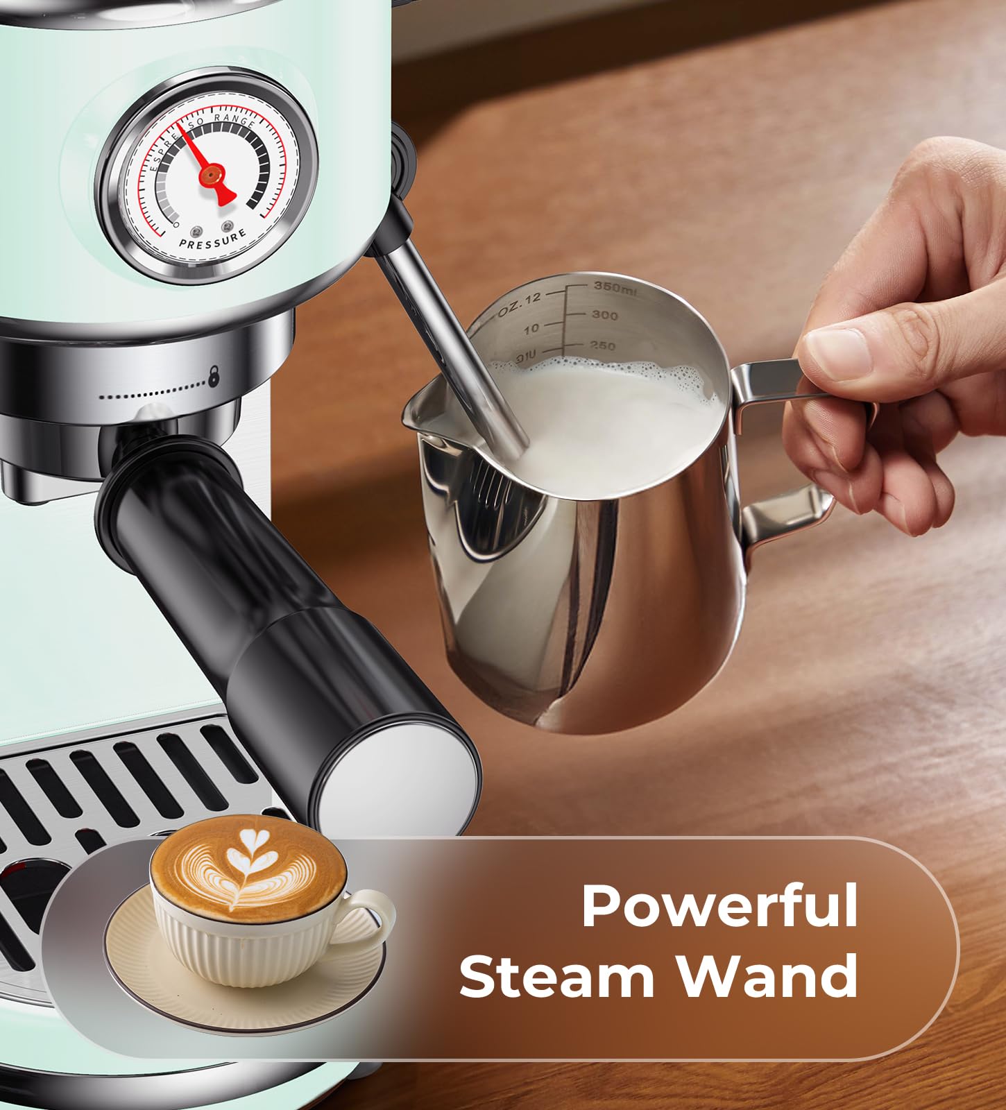 atatix Espresso Machine with Milk Frother, 20 Bar Pressure Espresso Maker view 6