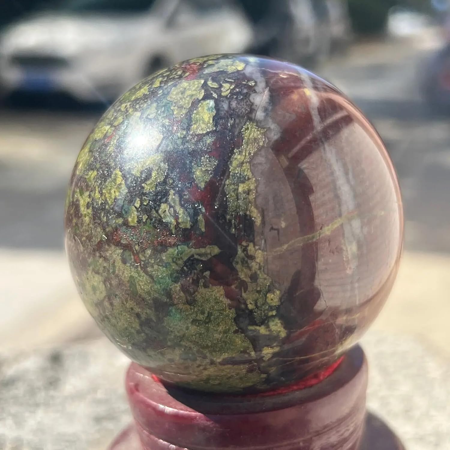 Dragon Bloodstone Crystal Ball Home Decor Stone Home Decor(600-700g)