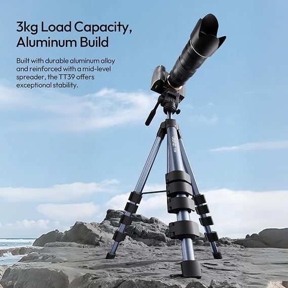 ULANZI TT39 Camera Tripod with Vertical/Horizontal Switching, 61'' Lightweight Tripod Stand for Cell Phone & DSLR with Travel Bag and Phone Holder, Height Adjustable for Vlogging and Video Recording