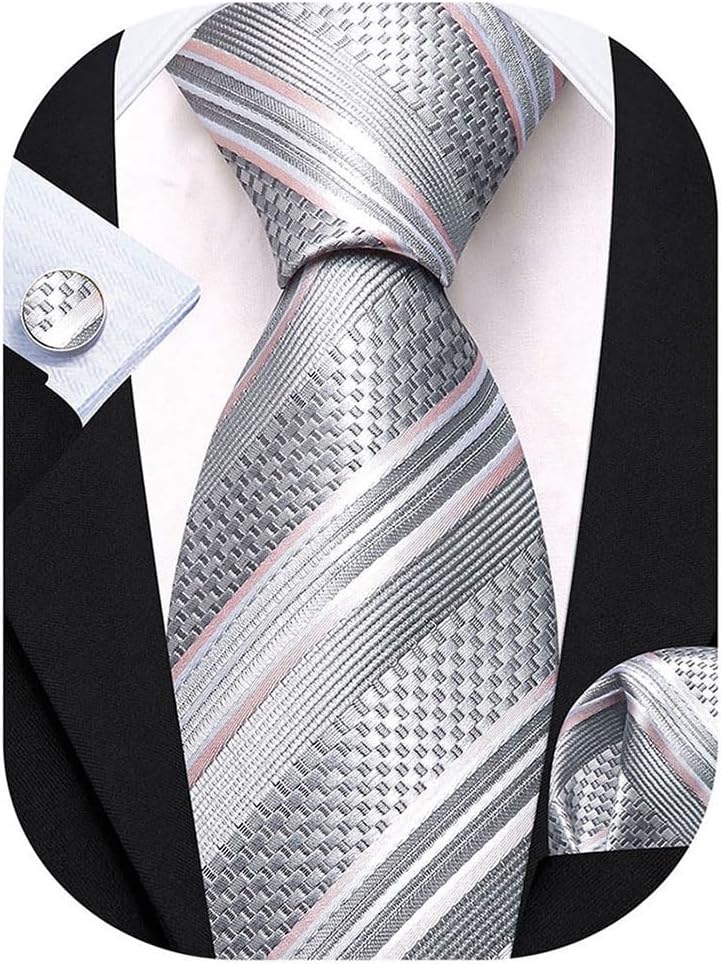 Mens Tie Set Plaid Check Neckties Formal Business Wedding Luxury Pocket Square Cufflinks