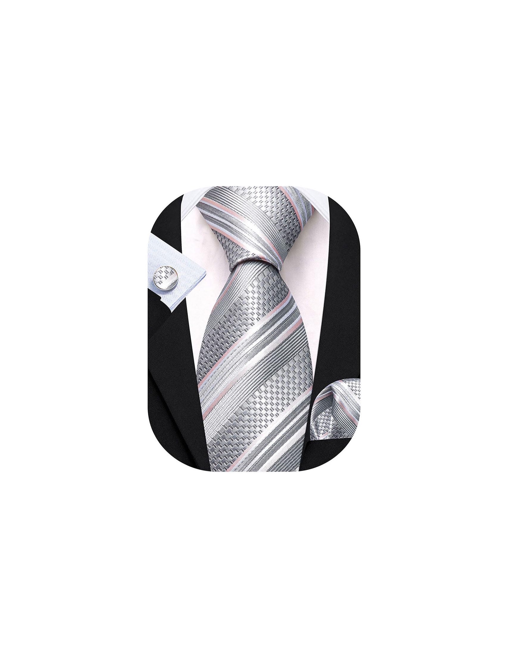 Mens Tie Set Plaid Check Neckties Formal Business Wedding Luxury Pocket Square Cufflinks